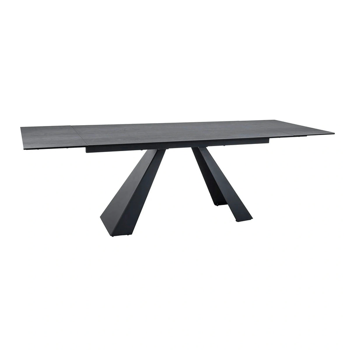 Masa extensibila SALVADORE, gri deschis/negru, sticla/ceramica/metal, 160/240x90x77 cm
