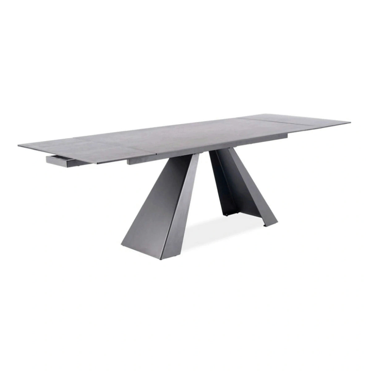 Masa extensibila SALVADORE, gri/negru, sticla securizata/ceramica/metal, 160/240x90x76 cm