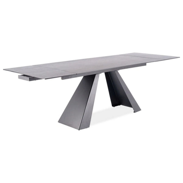 Masa extensibila SALVADORE, gri/negru, sticla securizata/ceramica/metal, 160/240x90x76 cm