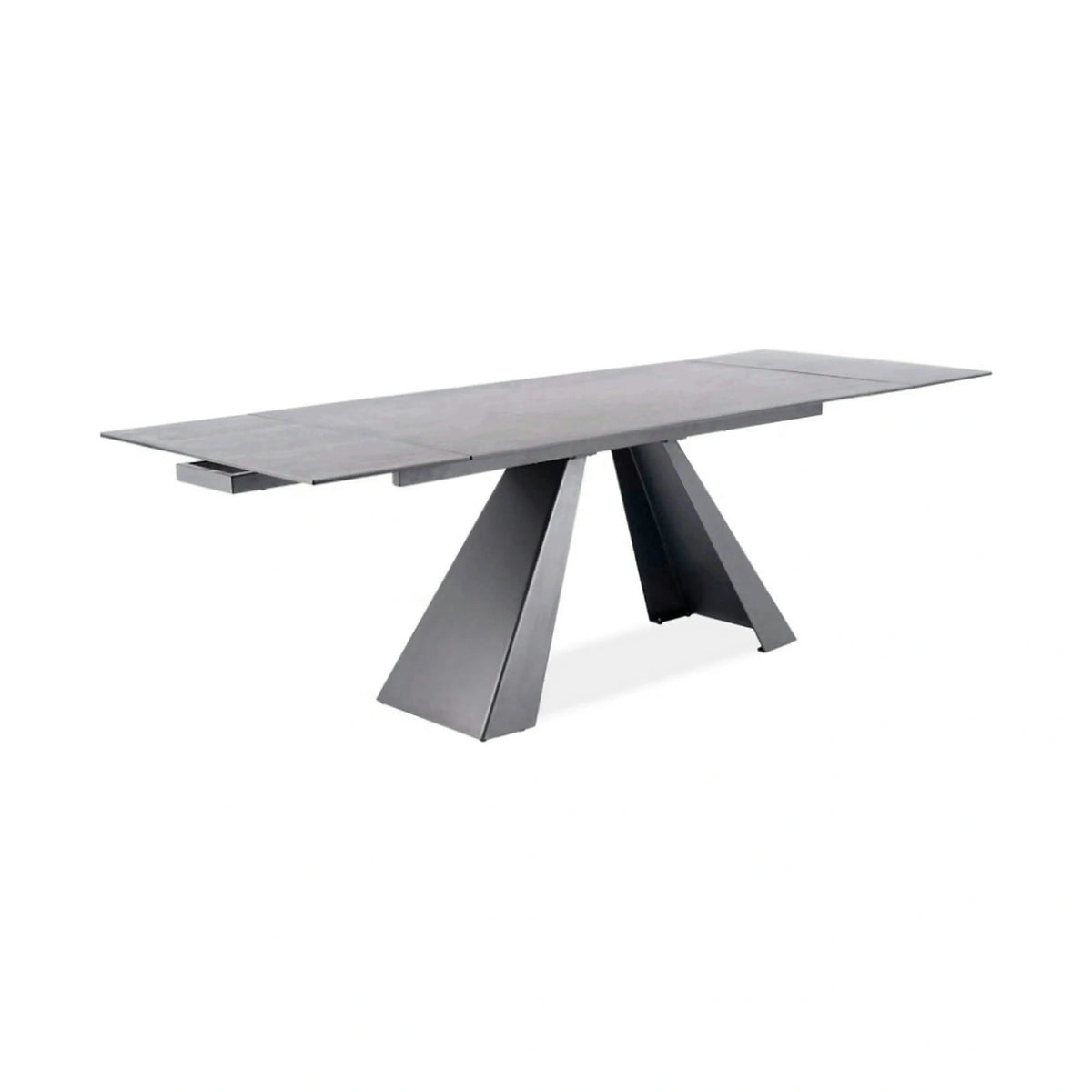 Masa extensibila SALVADORE, gri/negru, sticla securizata/ceramica/metal, 160/240x90x76 cm