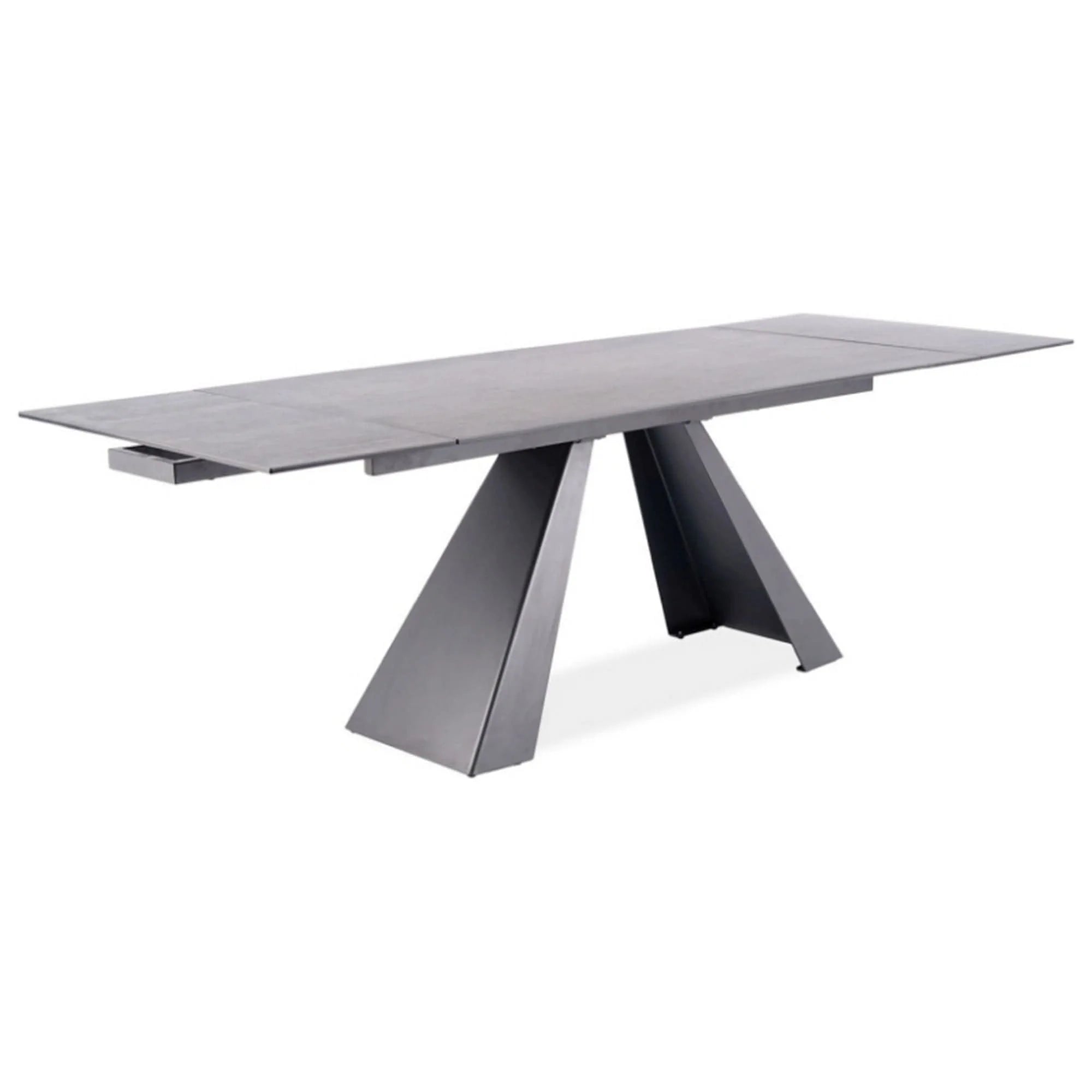 Masa extensibila SALVADORE, gri/negru, sticla securizata/ceramica/metal, 160/240x90x76 cm