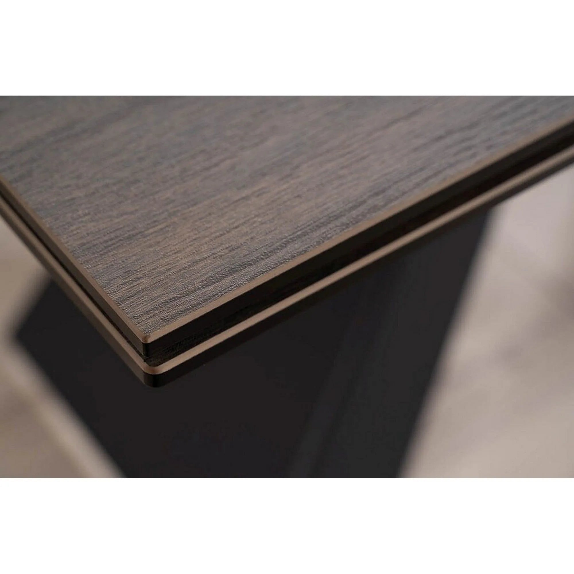 Masa extensibila SALVADORE, maro/negru mat, sticla securizata, 160-240x90x76 cm