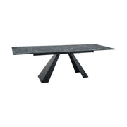 Masa extensibila SALVADORE, negru cu efect de marmura/negru, sticla/ceramica/metal, 160/240x90x77 cm
