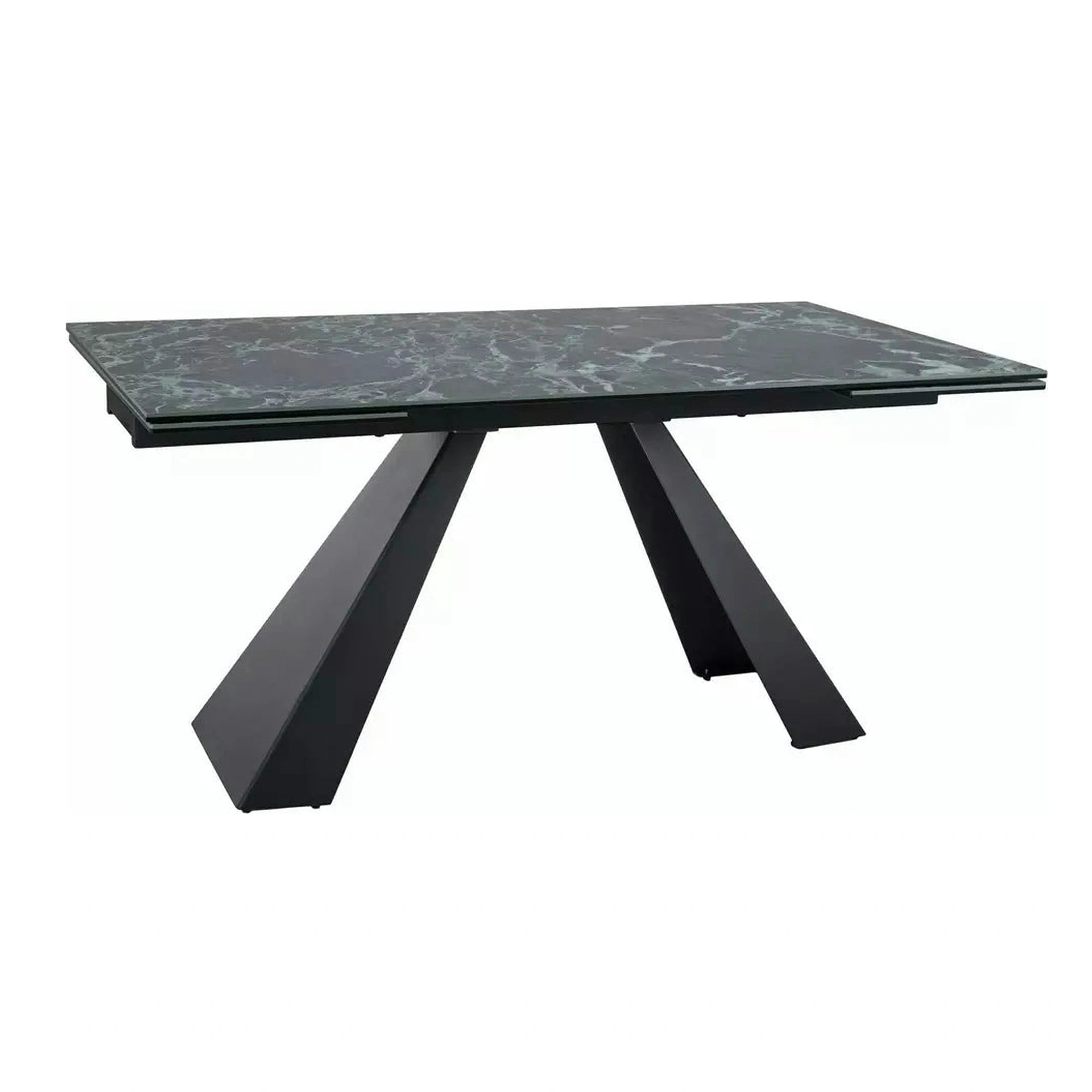 Masa extensibila SALVADORE, negru cu efect de marmura/negru, sticla/ceramica/metal, 160/240x90x77 cm