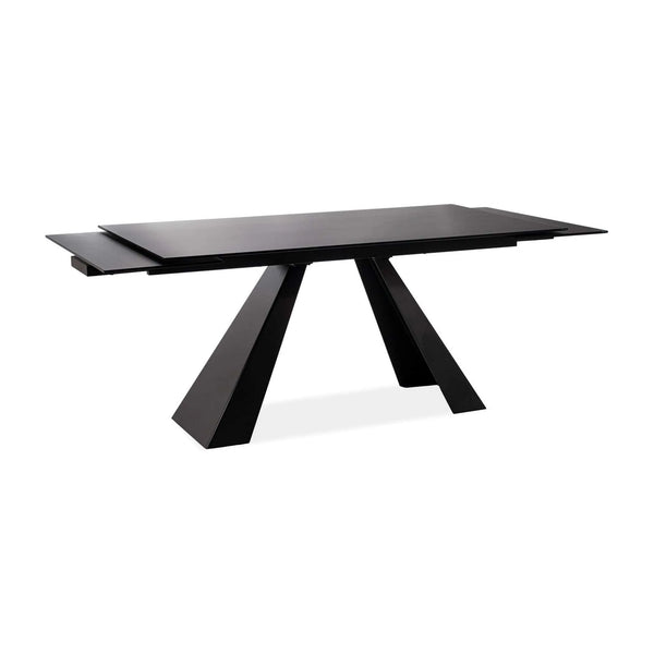 Masa extensibila SALVADORE, negru mat, metal/sticla securizata, 160/240x90x76 cm