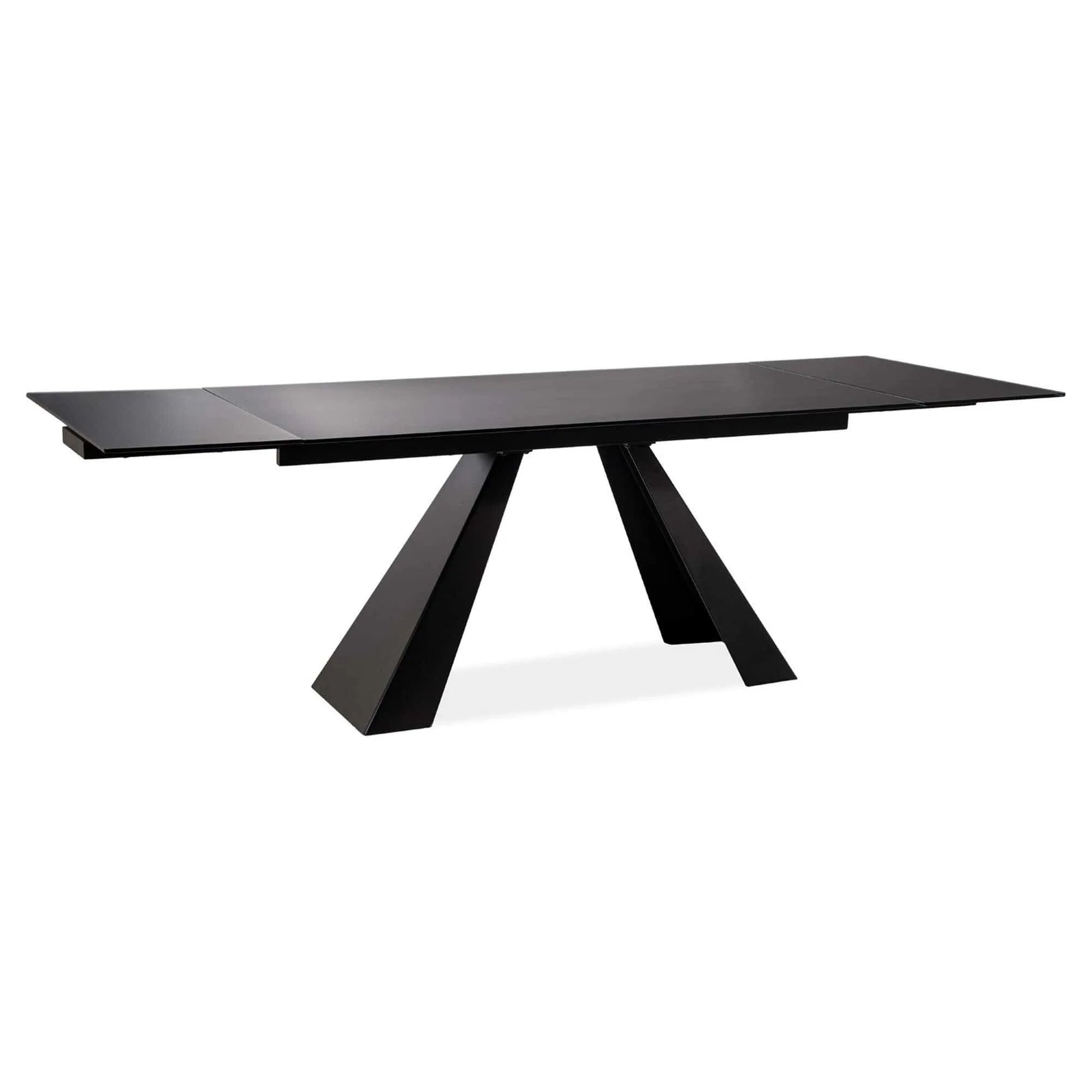 Masa extensibila SALVADORE, negru mat, metal/sticla securizata, 160/240x90x76 cm