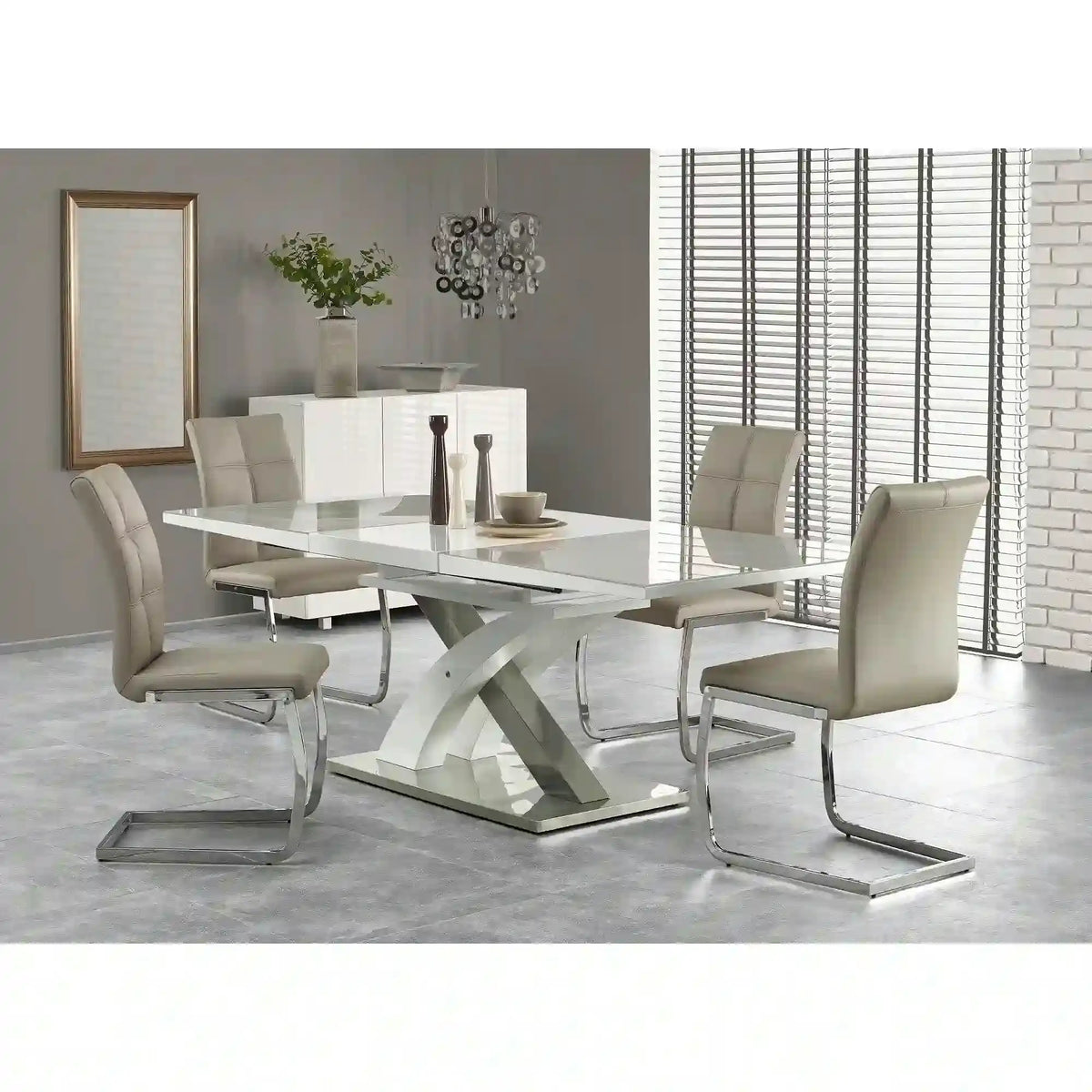 Masa extensibila SANDOR 2, alb/crom, 160/220x90x78 cm