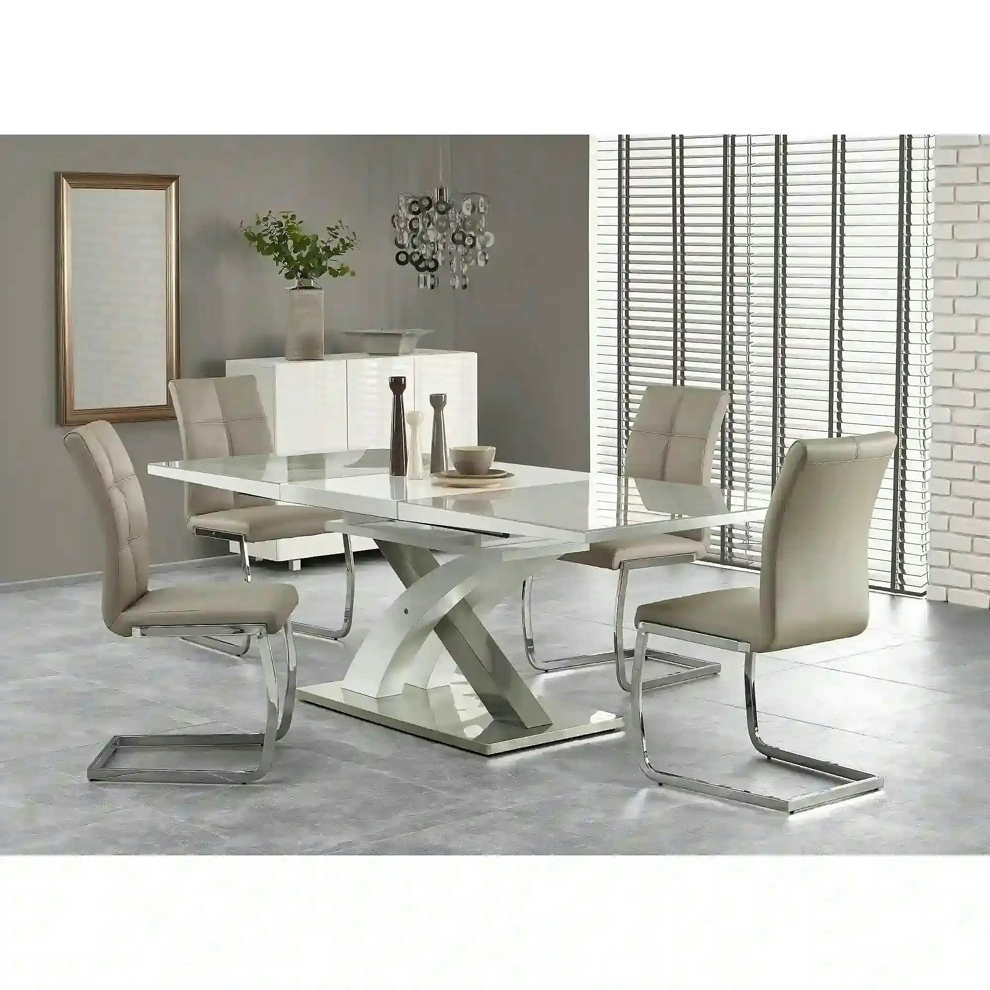 Masa extensibila SANDOR 2, alb/crom, 160/220x90x78 cm