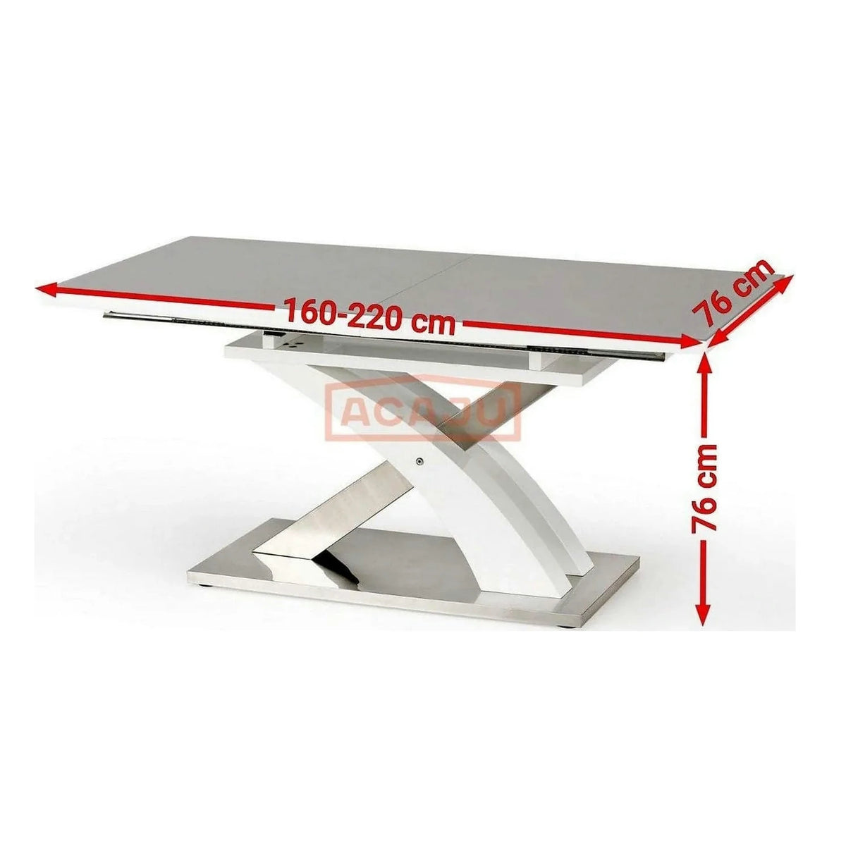 Masa extensibila SANDOR 2, alb/crom, 160/220x90x78 cm