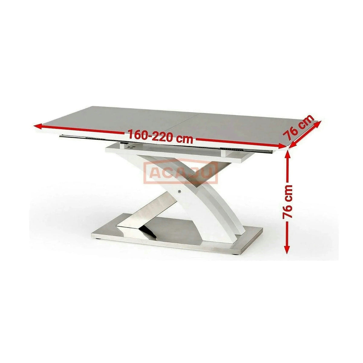 Masa extensibila SANDOR 2, alb/crom, 160/220x90x78 cm