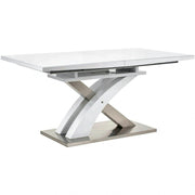 Masa extensibila SANDOR 2, alb/crom, sticla securizata/otel, 160/220x90x78 cm