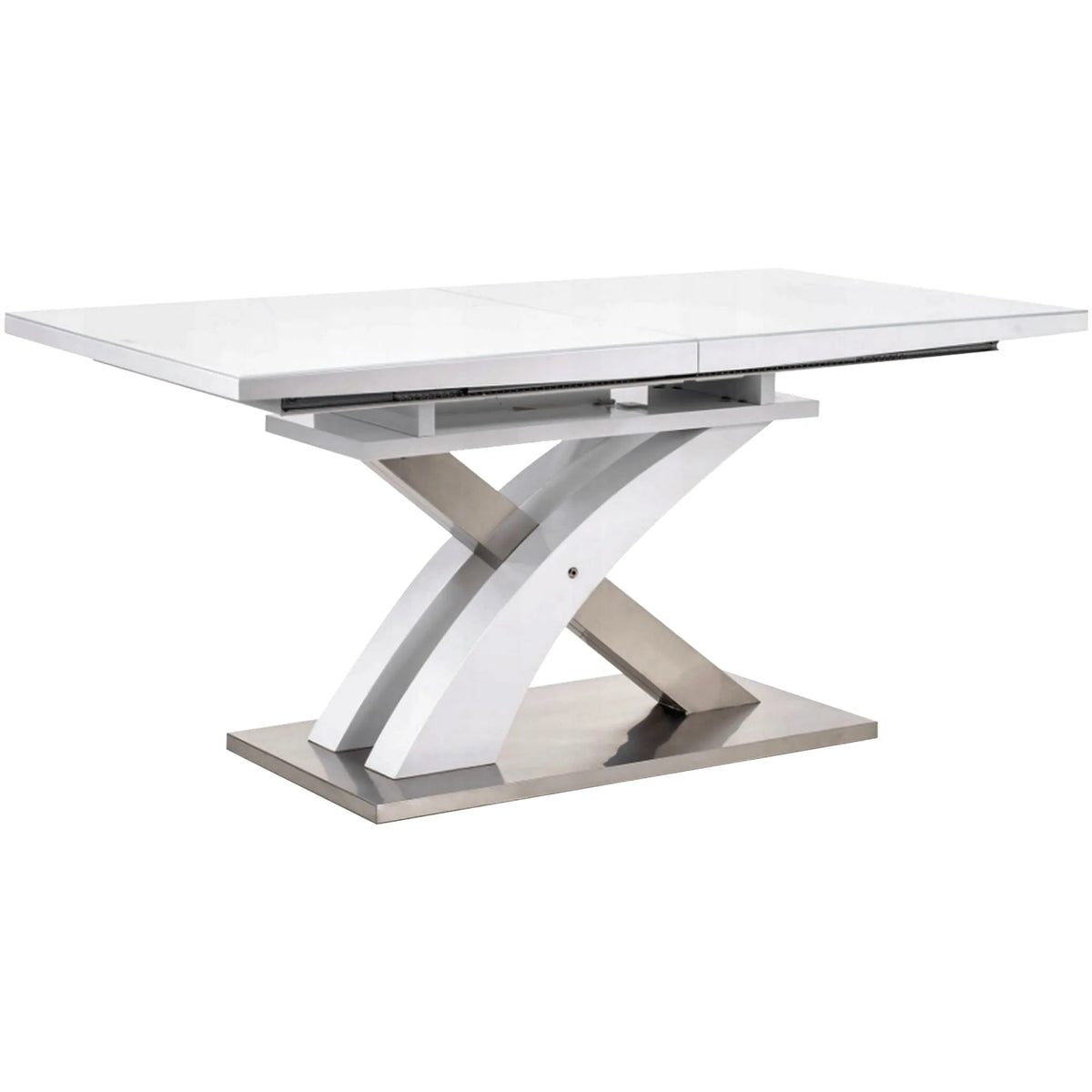 Masa extensibila SANDOR 2, alb/crom, sticla securizata/otel, 160/220x90x78 cm