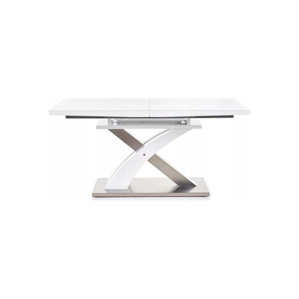 Masa extensibila SANDOR 2, alb/crom, sticla securizata/otel, 160/220x90x78 cm
