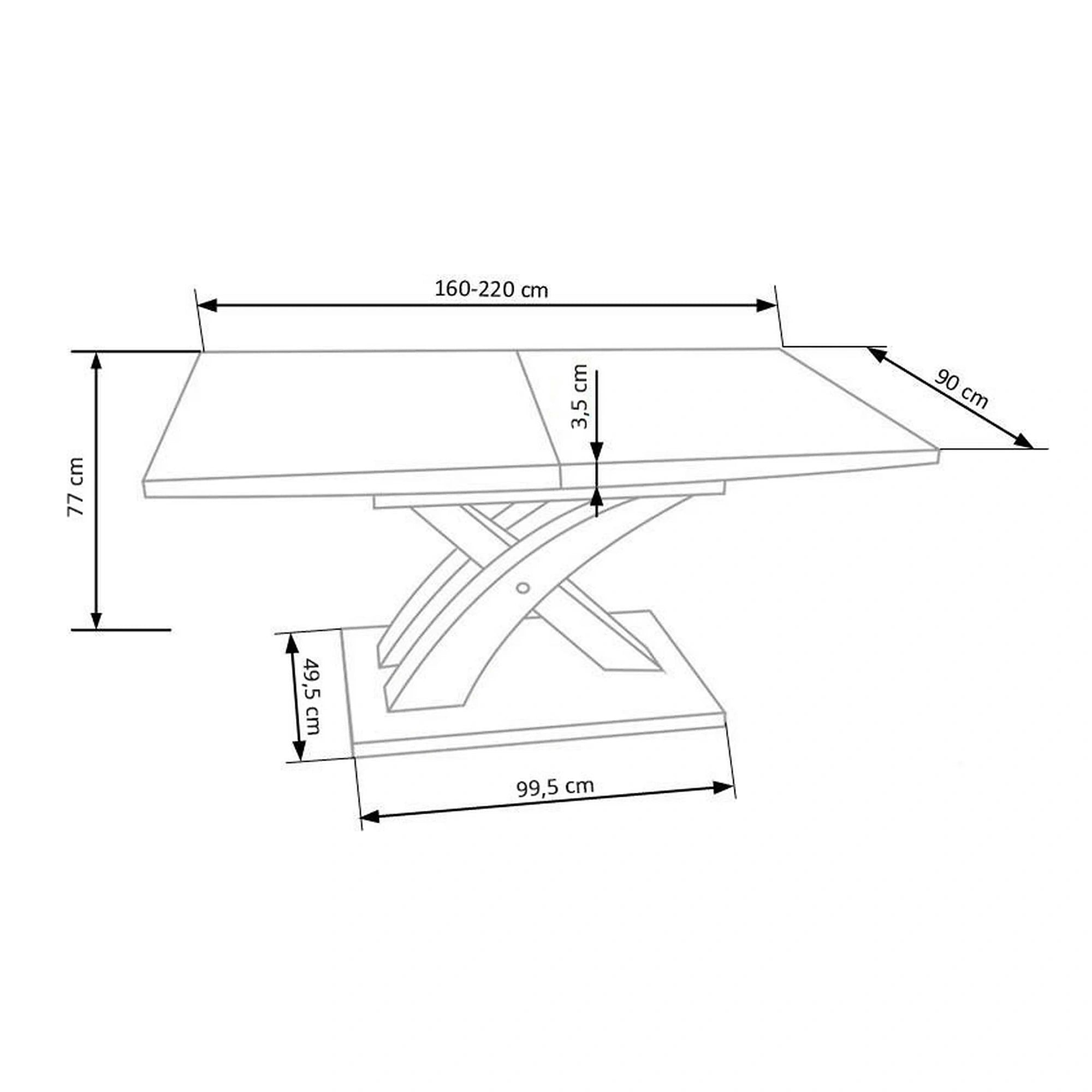 Masa extensibila SANDOR 3, stejar auriu/negru, 160/220x90x75 cm
