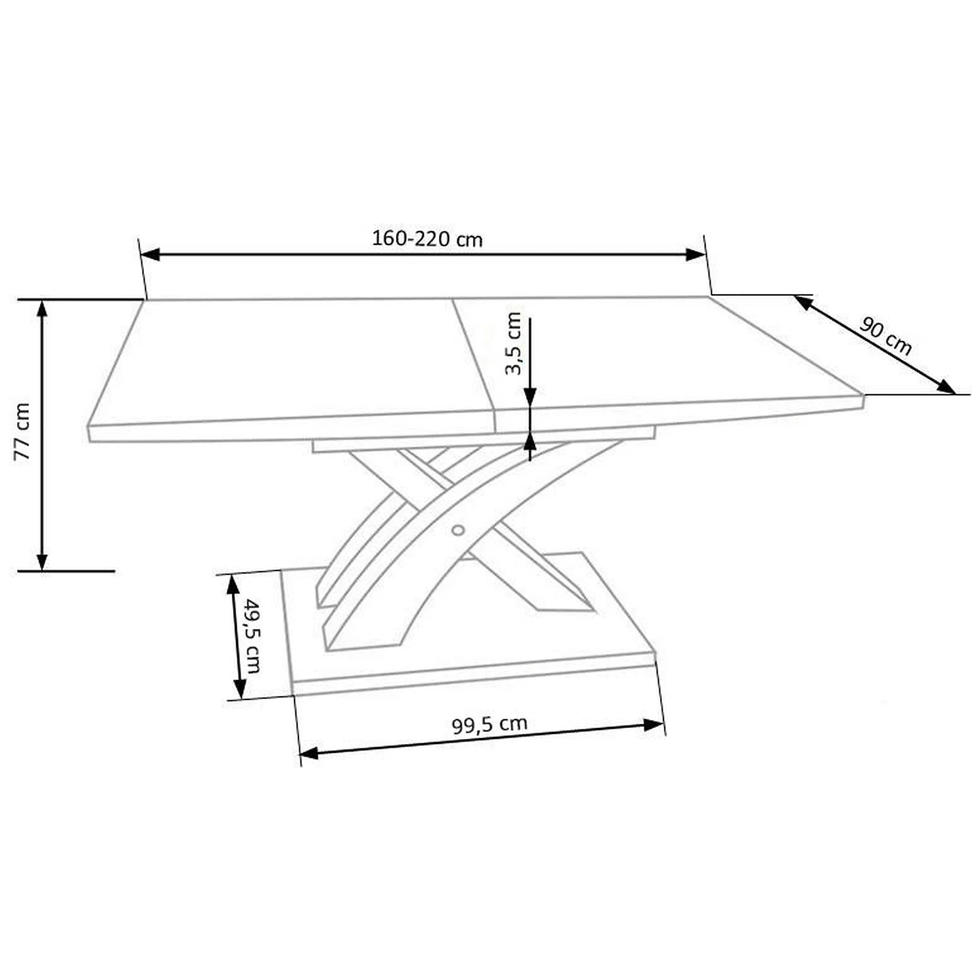 Masa extensibila SANDOR 3, stejar auriu/negru, 160/220x90x75 cm