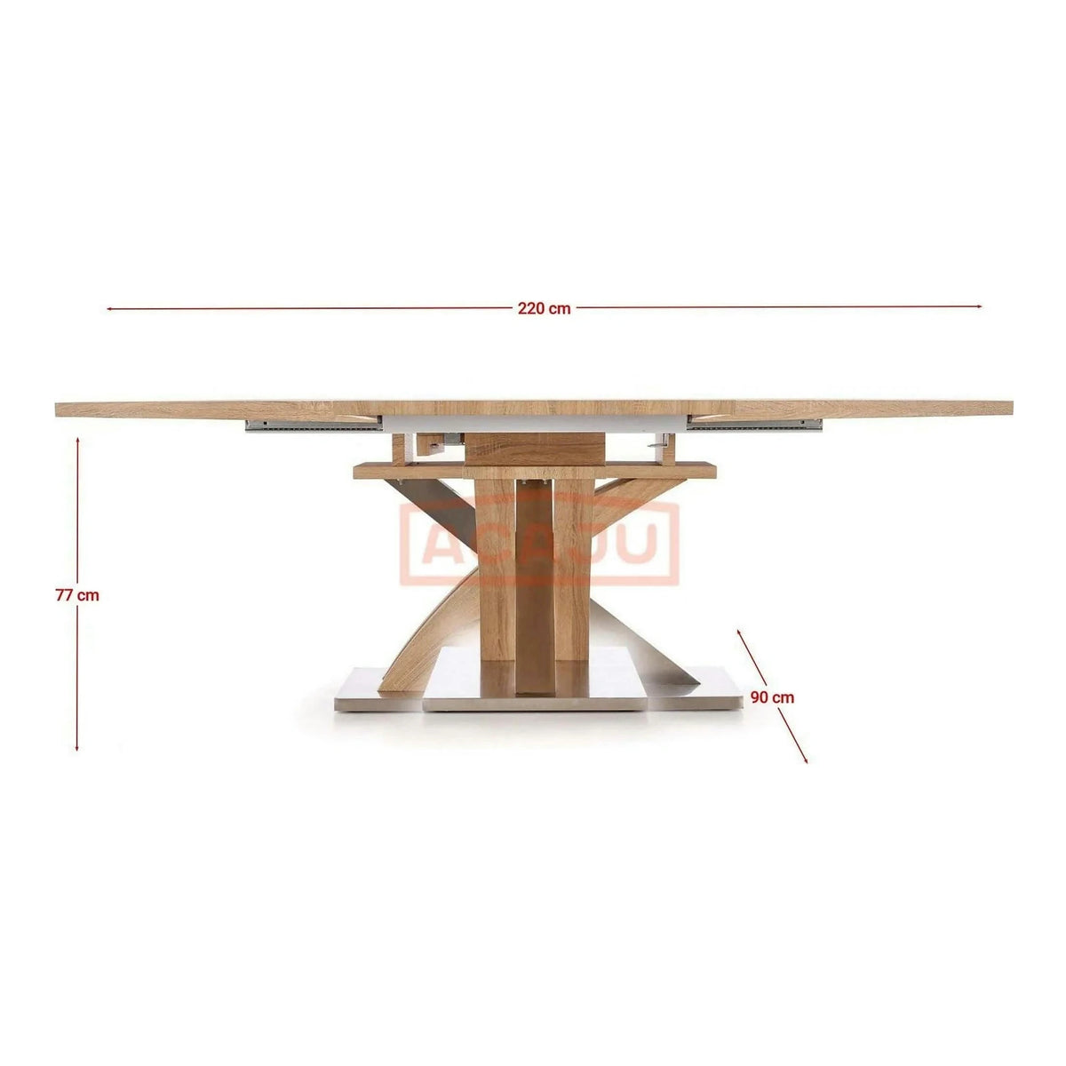 Masa extensibila SANDOR, stejar/crom, 160/220x90x77 cm