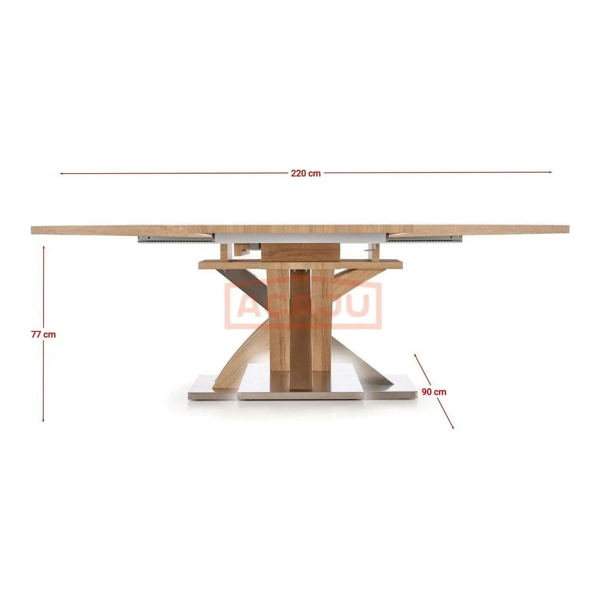 Masa extensibila SANDOR, stejar/crom, 160/220x90x77 cm