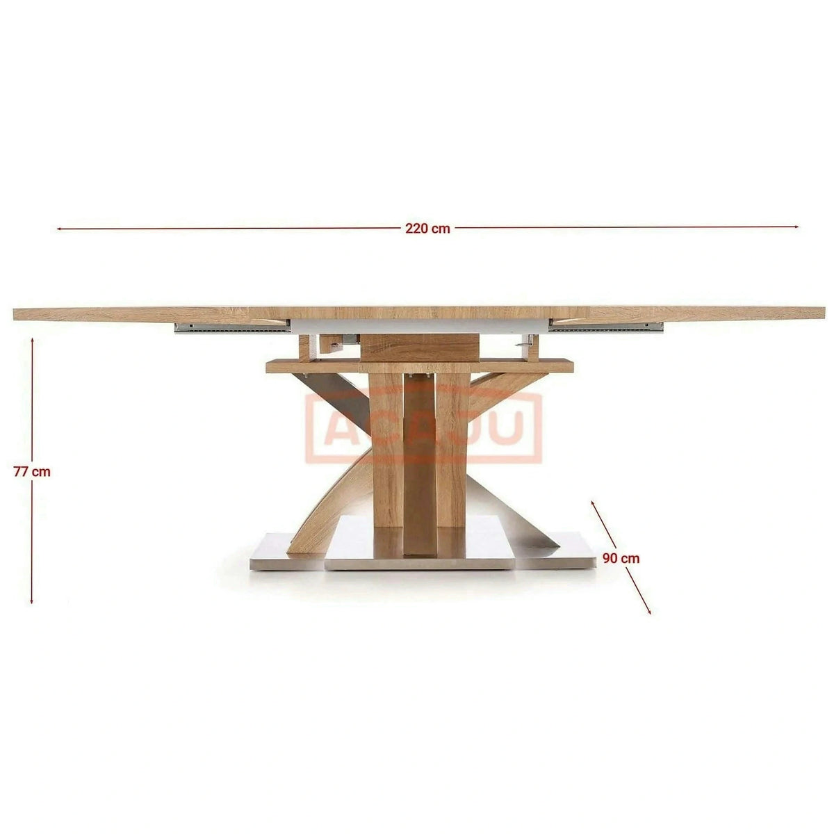 Masa extensibila SANDOR, stejar/crom, 160/220x90x77 cm
