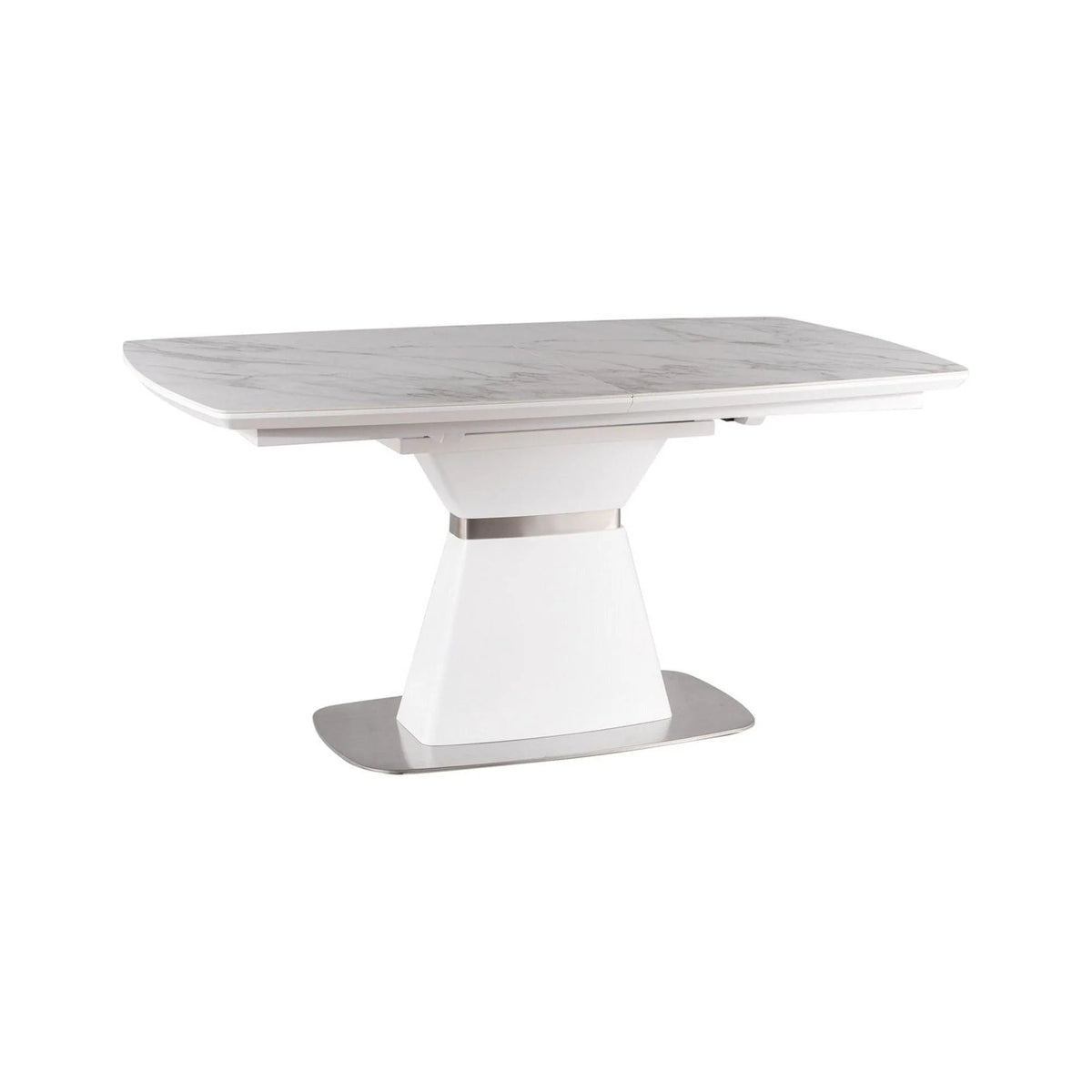 Masa extensibila SATURN II, alb cu efect de marmura, 160/210x90x76 cm