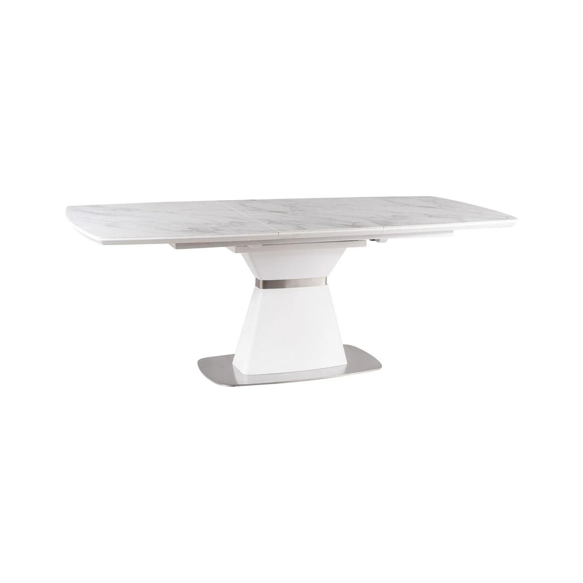 Masa extensibila SATURN II, alb cu efect de marmura, 160/210x90x76 cm