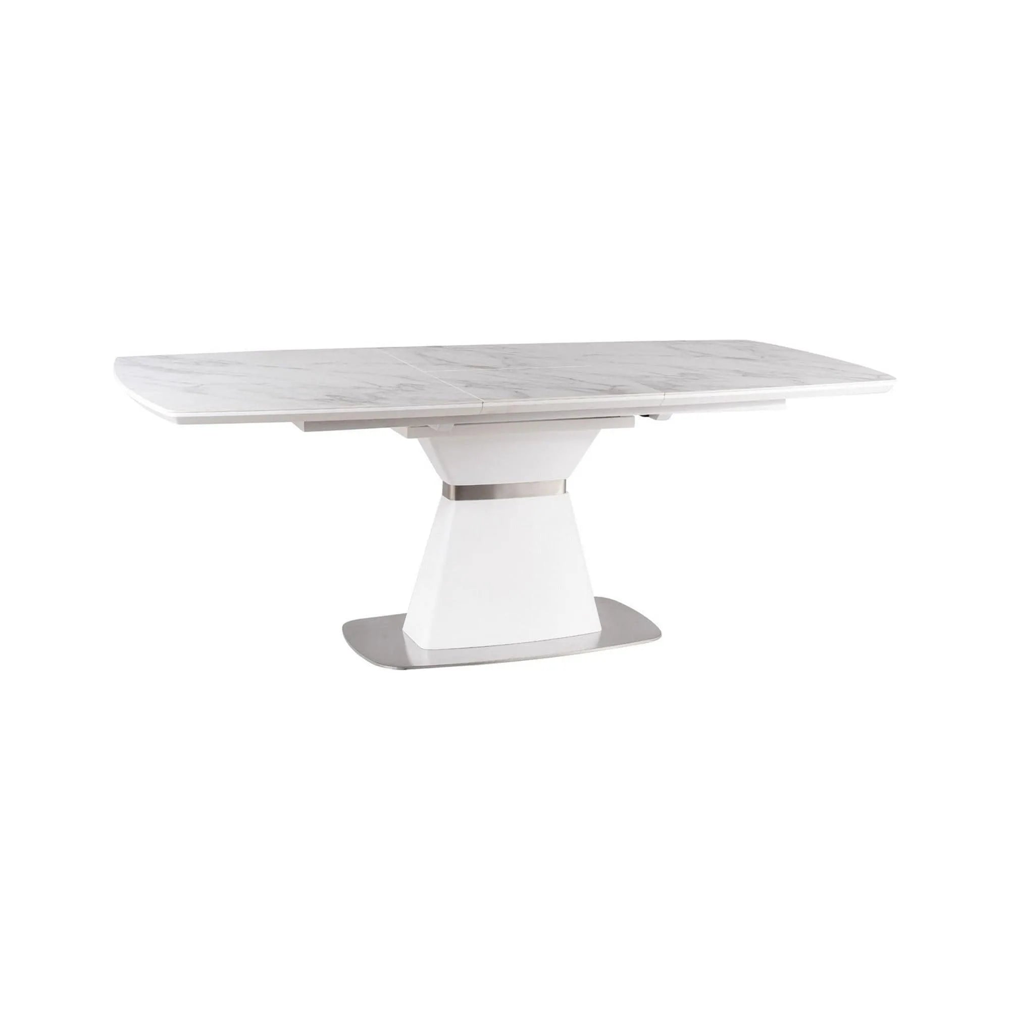 Masa extensibila SATURN II, alb cu efect de marmura, 160/210x90x76 cm