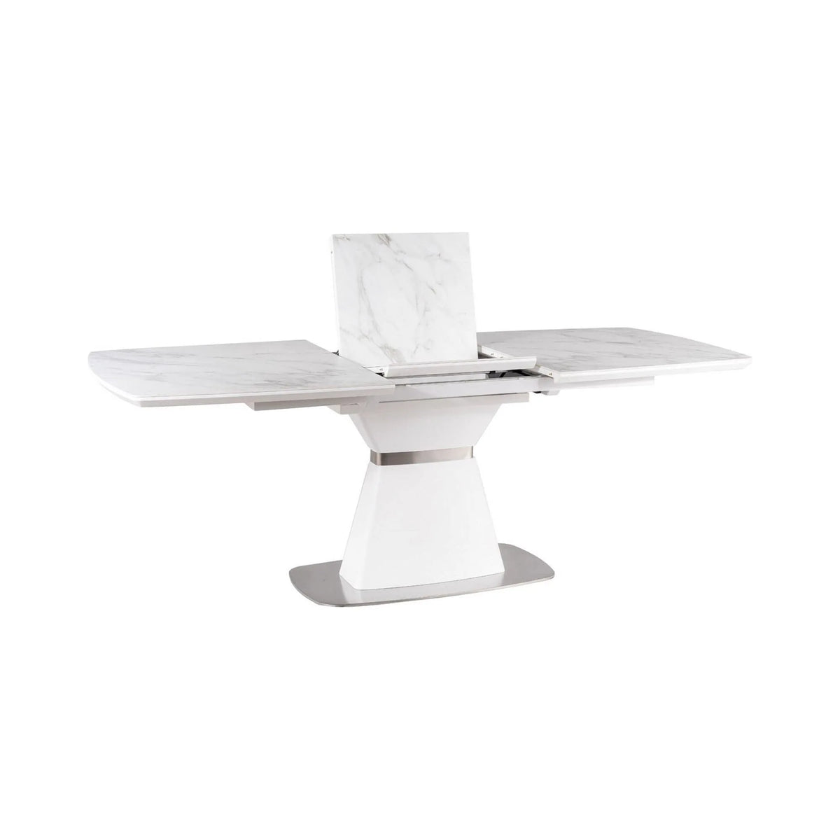 Masa extensibila SATURN II, alb cu efect de marmura, 160/210x90x76 cm