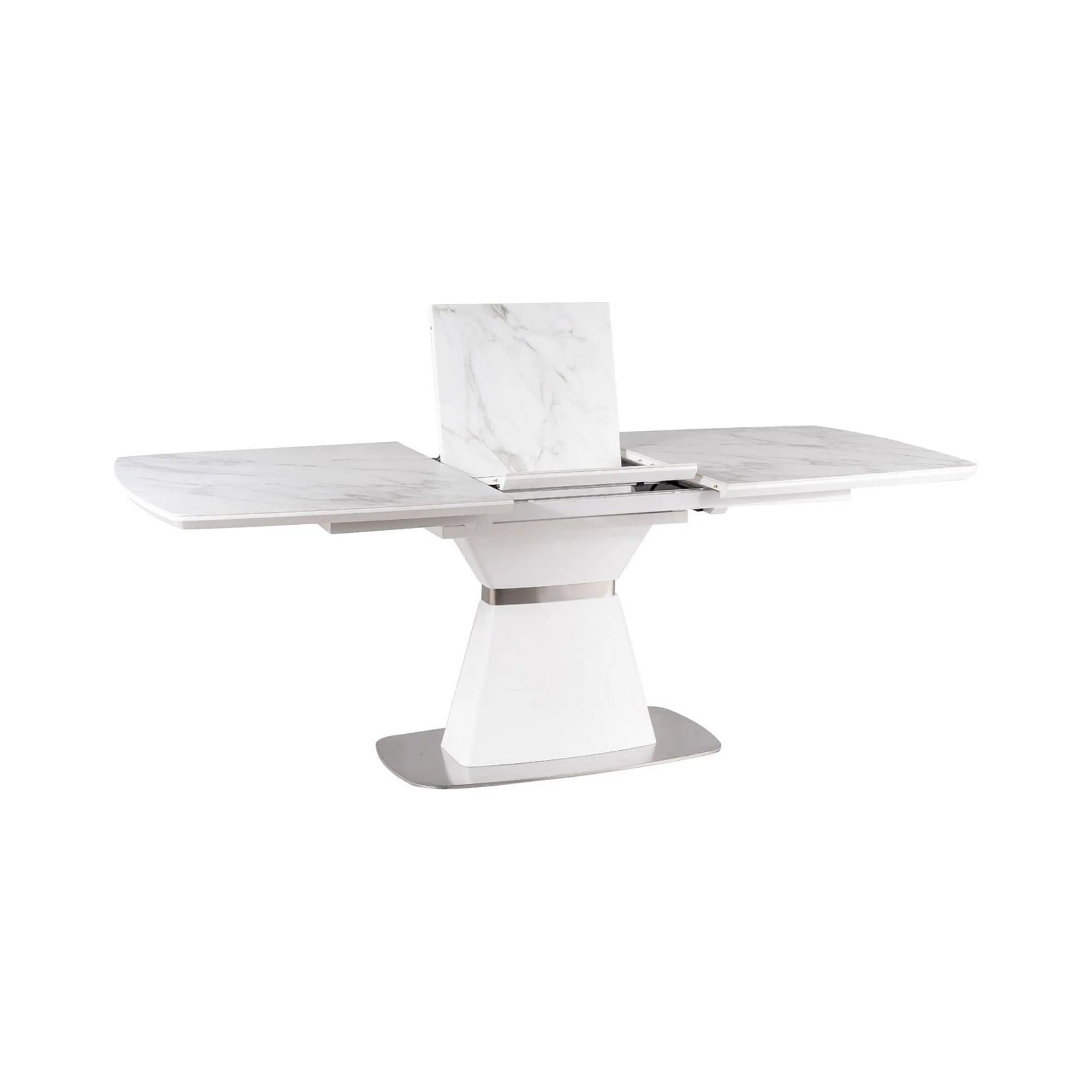 Masa extensibila SATURN II, alb cu efect de marmura, 160/210x90x76 cm