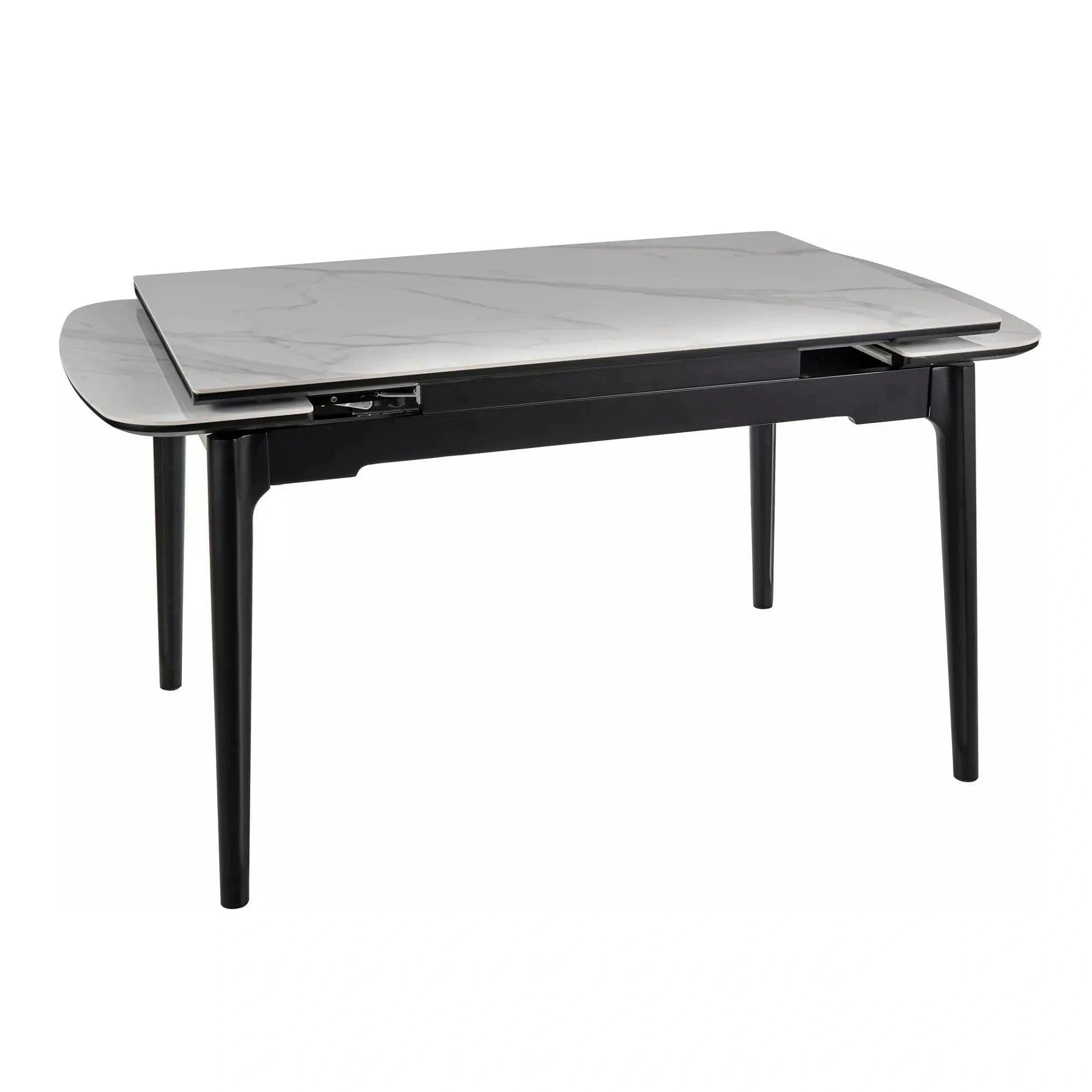 Masa extensibila SENTO, alb cu efect de marmura, ceramica/lemn, 120/180x80x76 cm