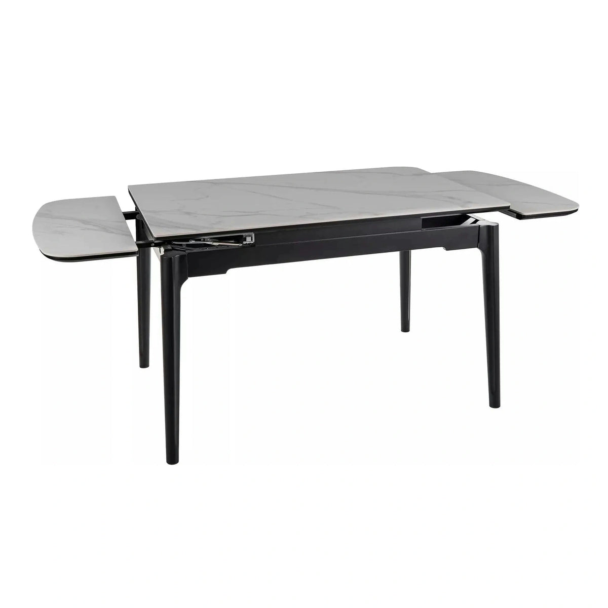 Masa extensibila SENTO, alb cu efect de marmura, ceramica/lemn, 120/180x80x76 cm
