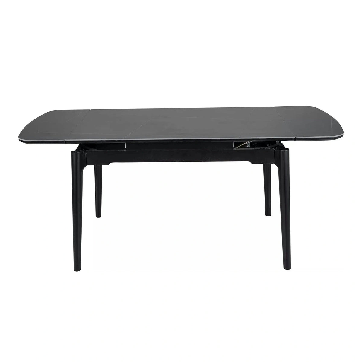 Masa extensibila SENTO, negru mat cu efect de marmura, ceramica/lemn, 120/180x80x76 cm