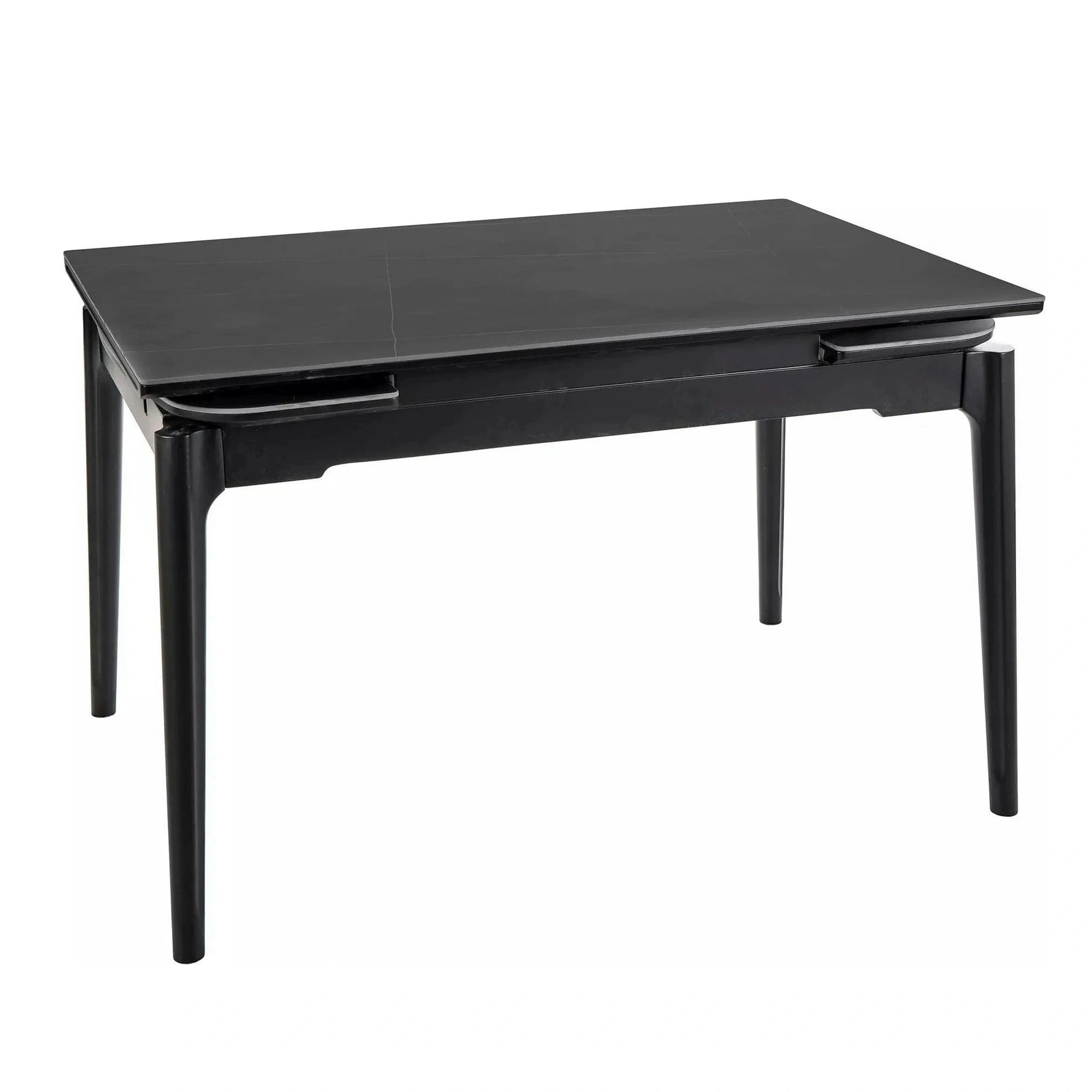 Masa extensibila SENTO, negru mat cu efect de marmura, ceramica/lemn, 120/180x80x76 cm