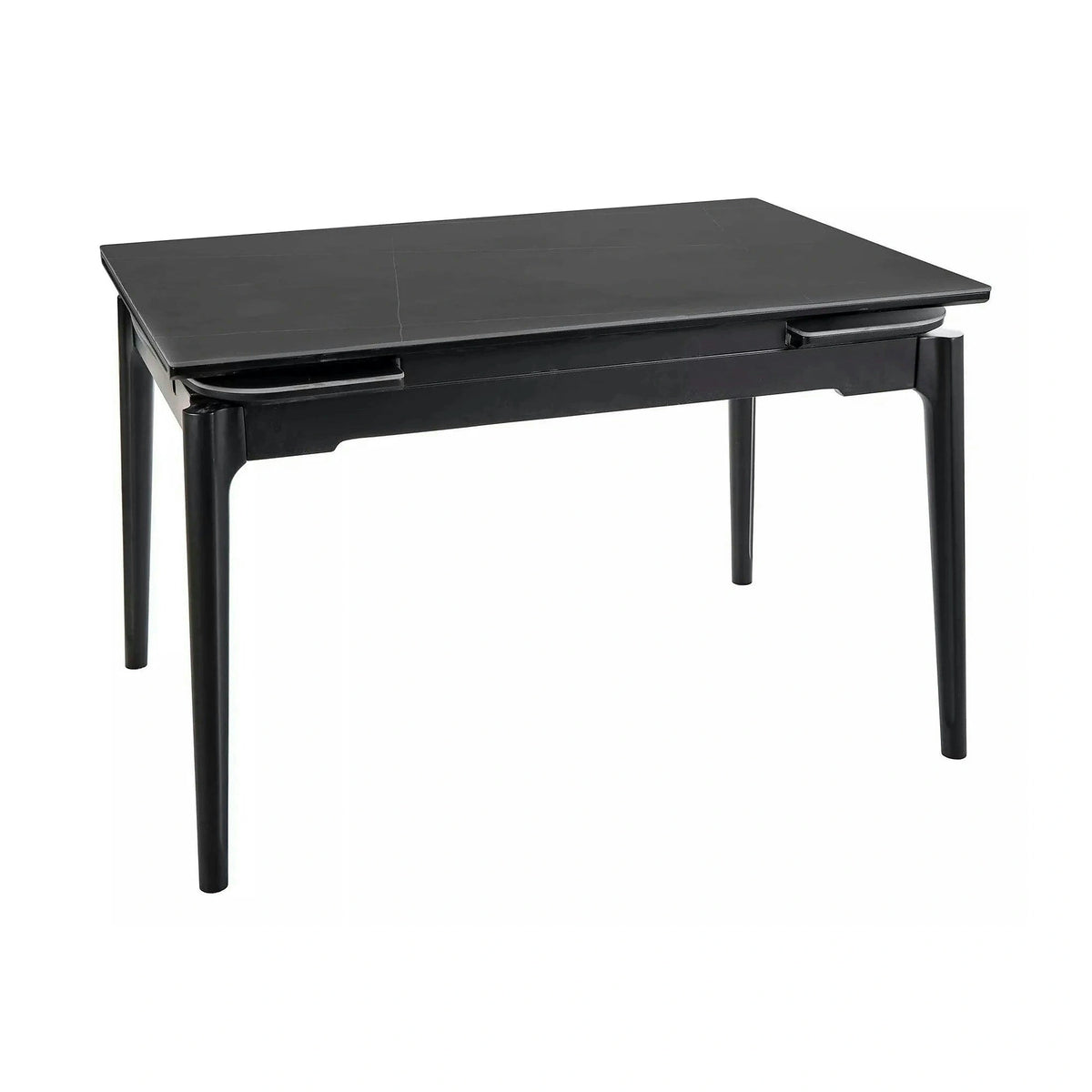 Masa extensibila SENTO, negru mat cu efect de marmura, ceramica/lemn, 120/180x80x76 cm