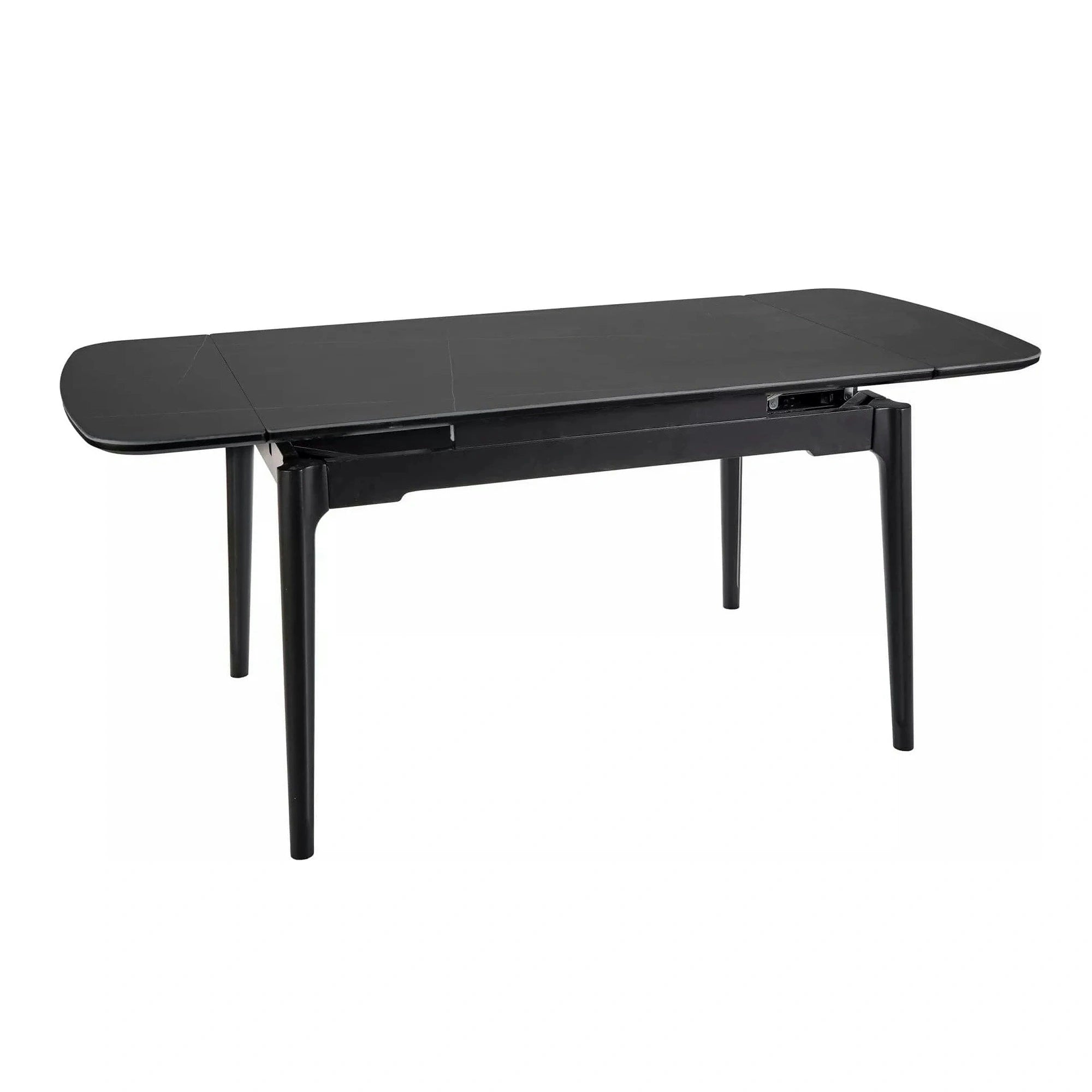 Masa extensibila SENTO, negru mat cu efect de marmura, ceramica/lemn, 120/180x80x76 cm