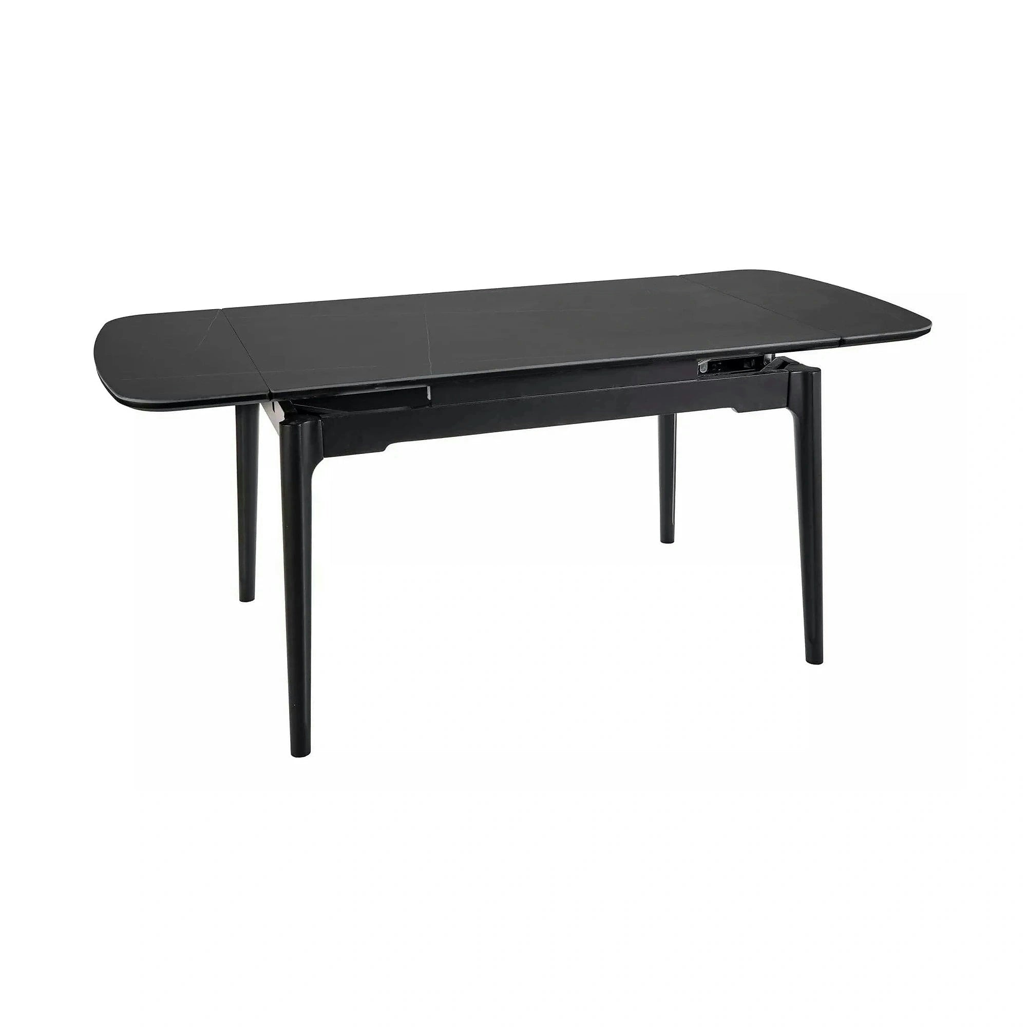 Masa extensibila SENTO, negru mat cu efect de marmura, ceramica/lemn, 120/180x80x76 cm
