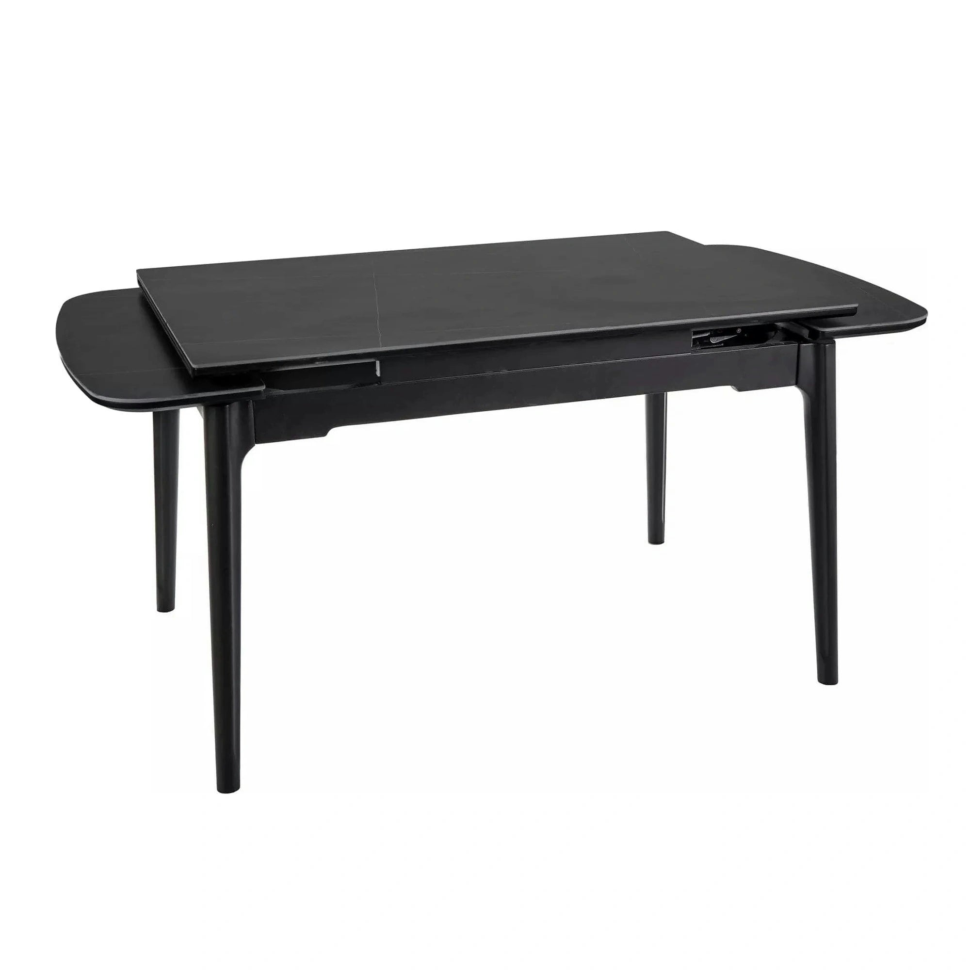 Masa extensibila SENTO, negru mat cu efect de marmura, ceramica/lemn, 120/180x80x76 cm