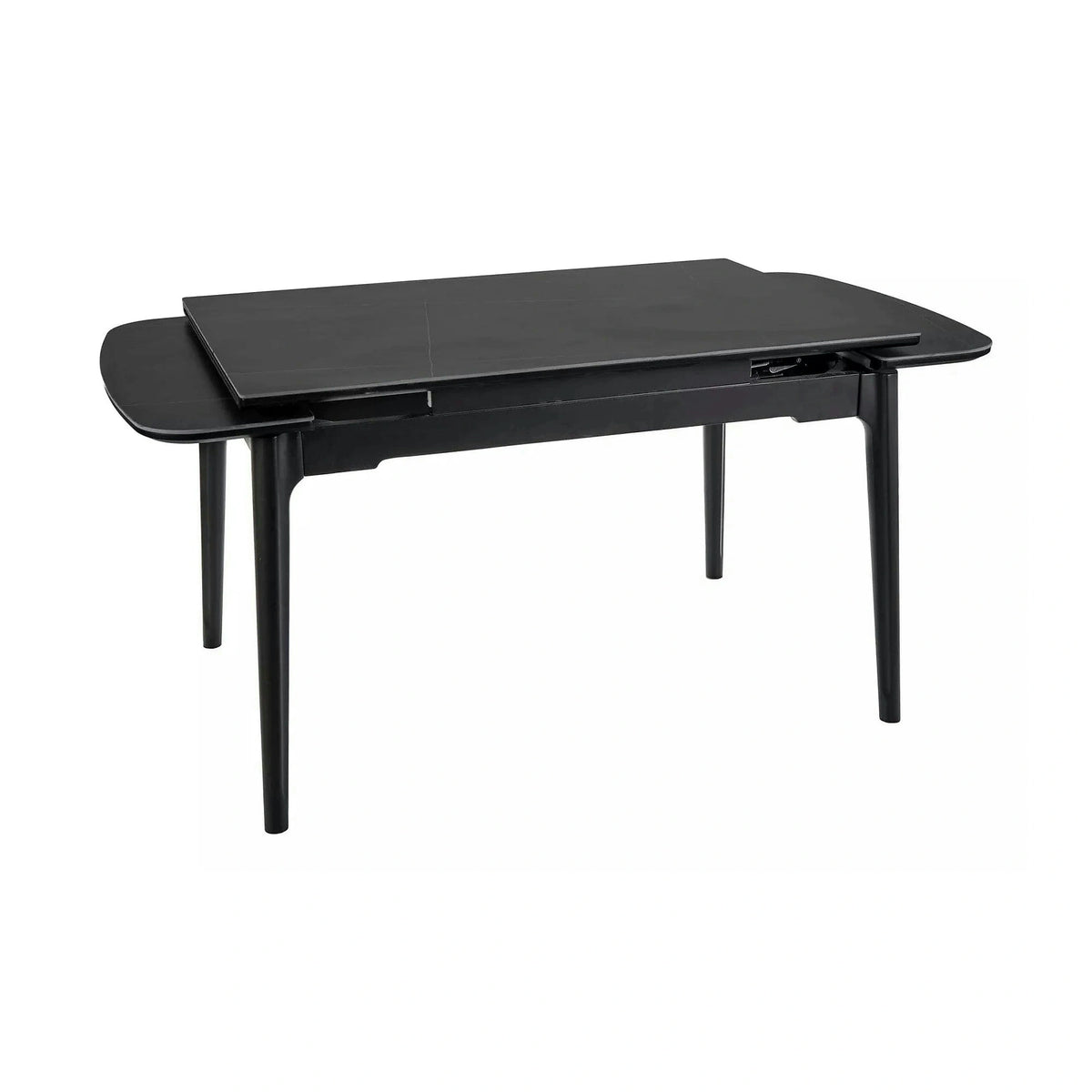 Masa extensibila SENTO, negru mat cu efect de marmura, ceramica/lemn, 120/180x80x76 cm