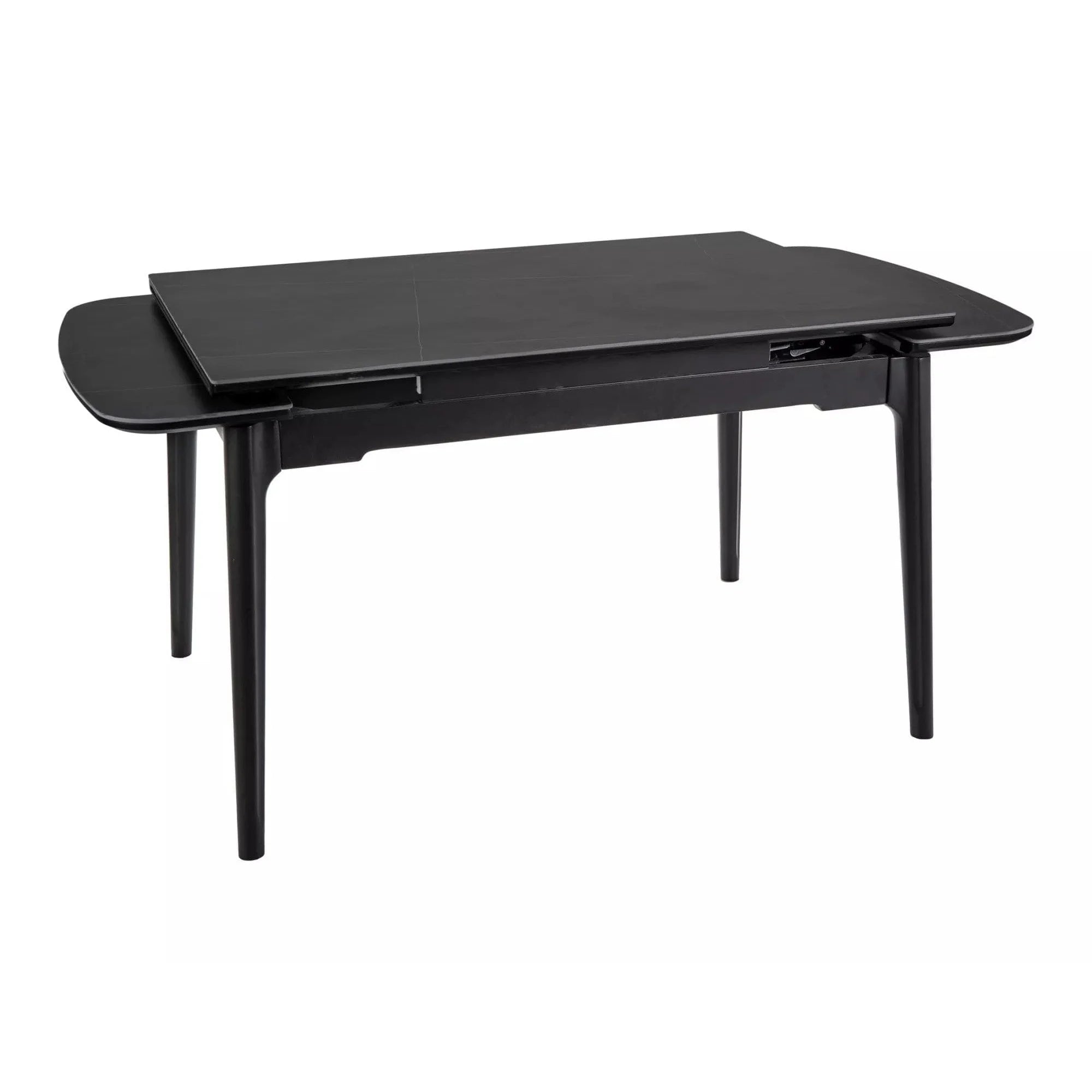Masa extensibila SENTO, negru mat cu efect de marmura, ceramica/lemn, 120/180x80x76 cm
