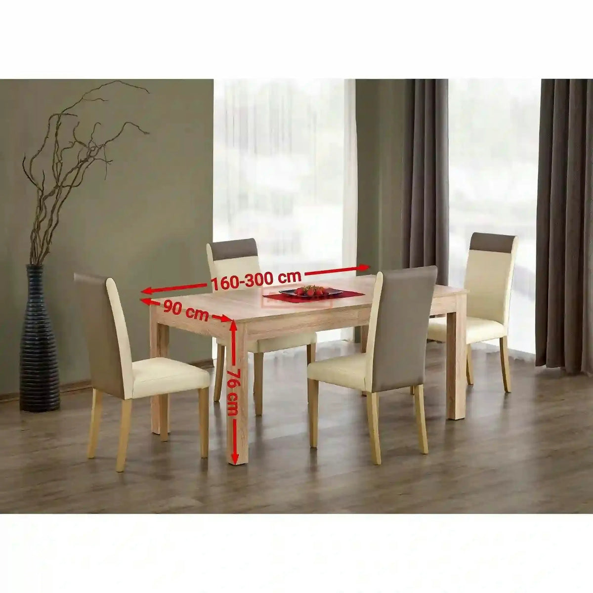 Masa extensibila SEWERYN, stejar, PAL, 160/300x90x76 cm
