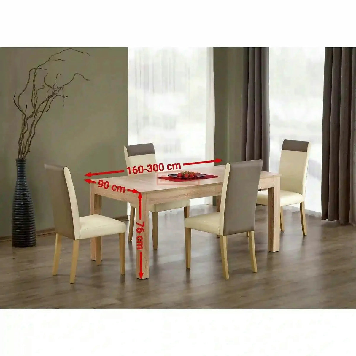Masa extensibila SEWERYN, stejar, PAL, 160/300x90x76 cm