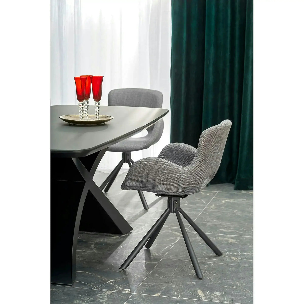 Masa extensibila SILVESTRO, gri inchis/negru, 180/220x89x75 cm