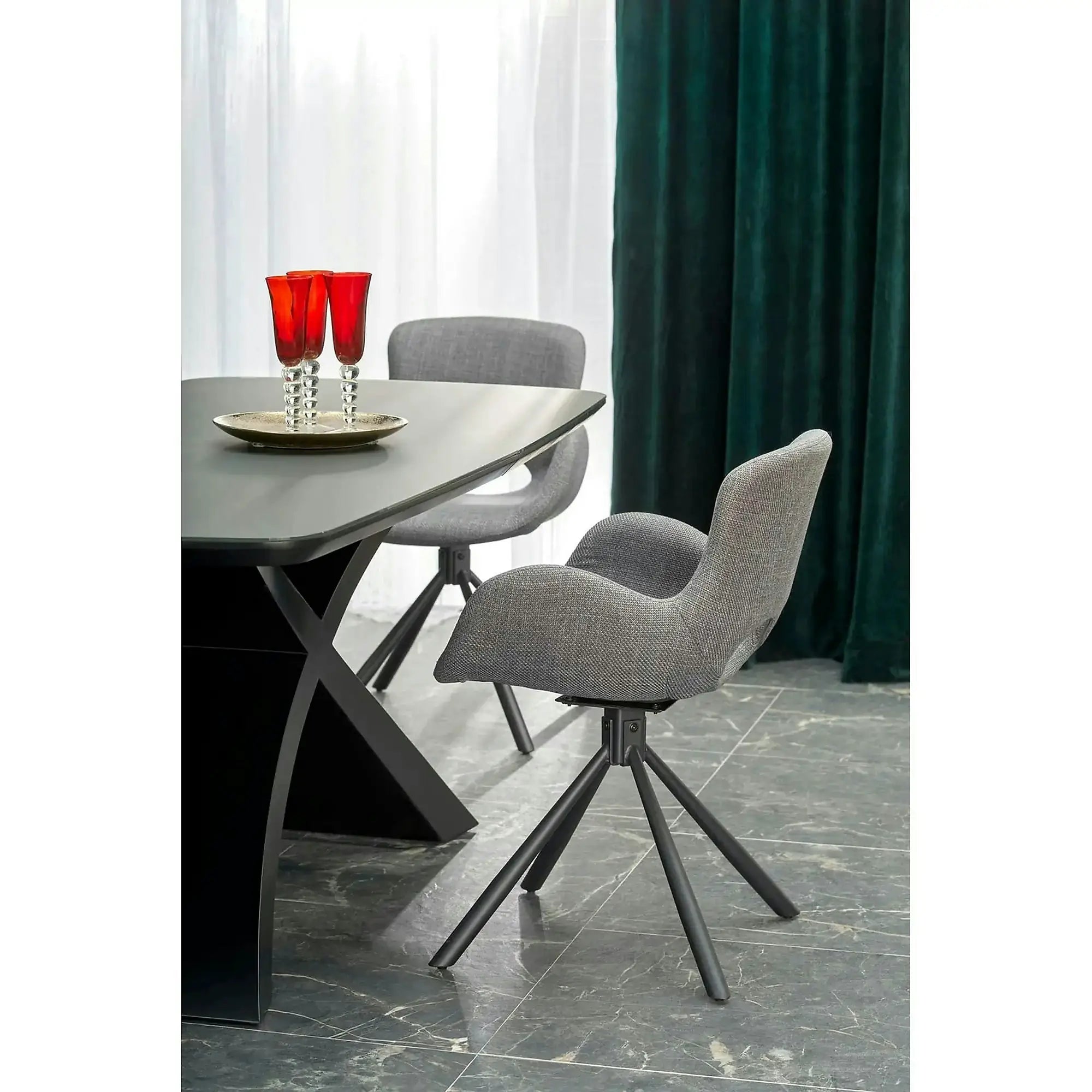 Masa extensibila SILVESTRO, gri inchis/negru, 180/220x89x75 cm