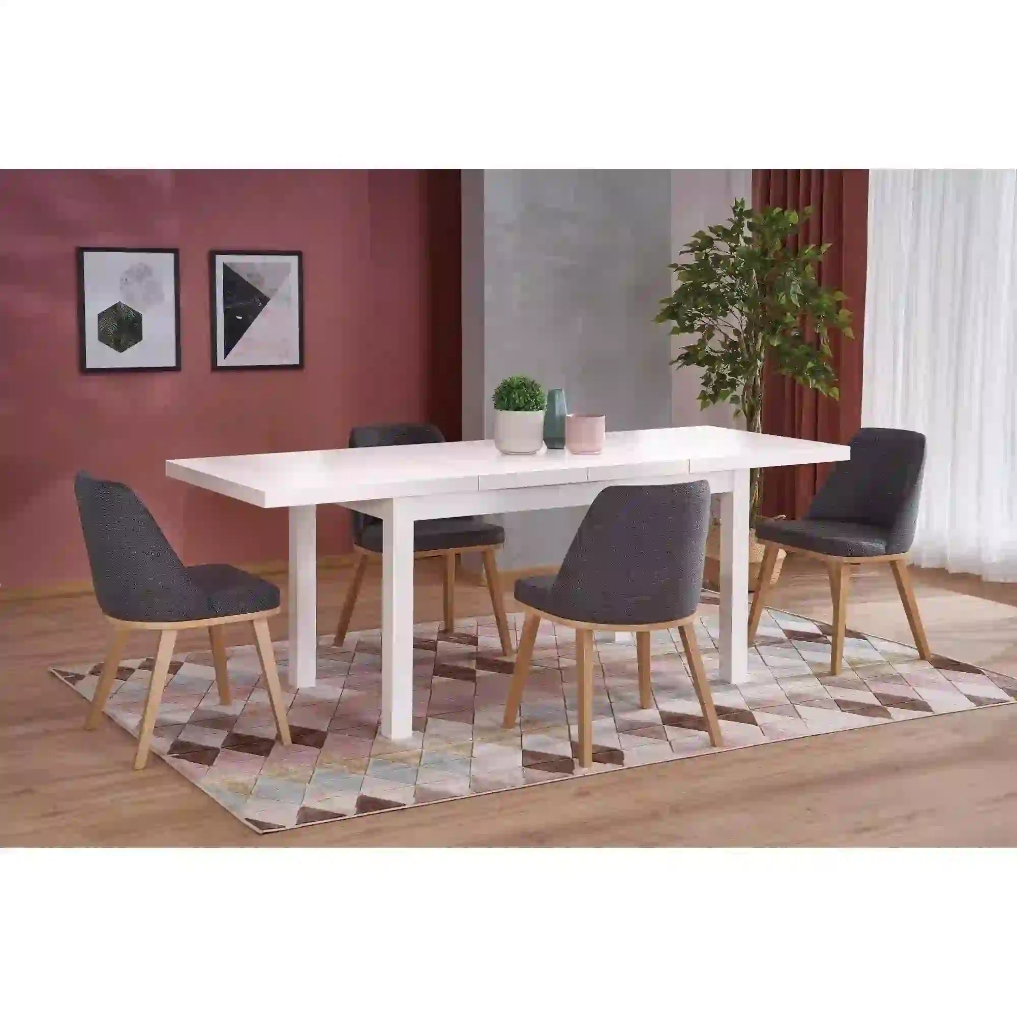 Masa extensibila TIAGO 2, alb, 140/220x80x76 cm