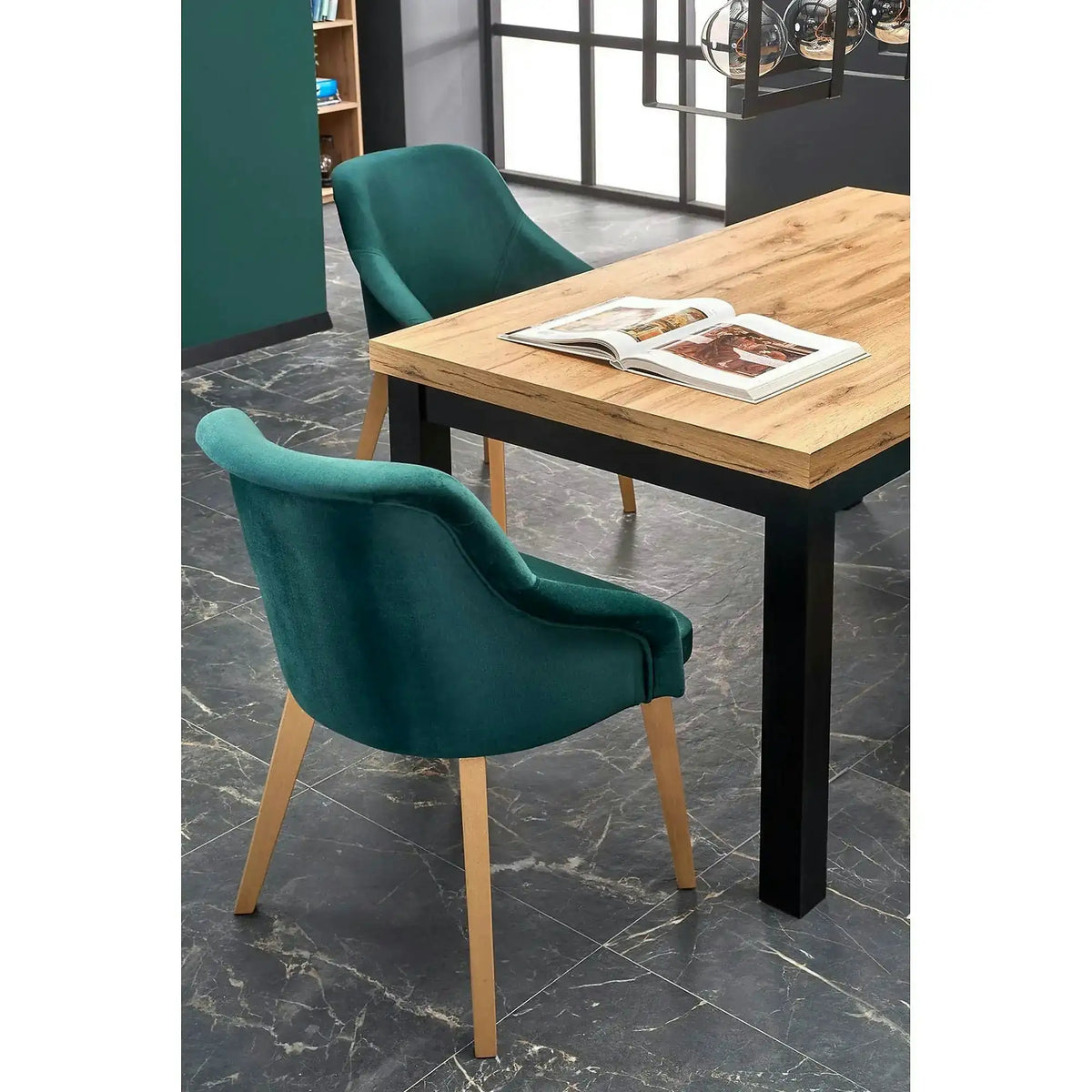 Masa extensibila TIAGO, stejar/negru, 140/220x80x76 cm