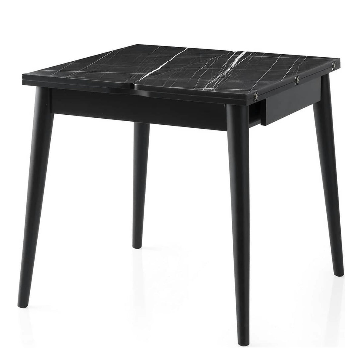 Masa extensibila TOTEM 3041, negru cu efect de marmura, PAL melaminat, 80/160x80x75 cm