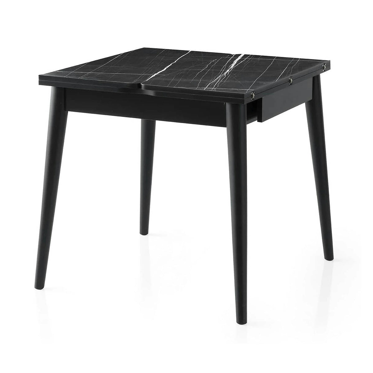 Masa extensibila TOTEM 3041, negru cu efect de marmura, PAL melaminat, 80/160x80x75 cm