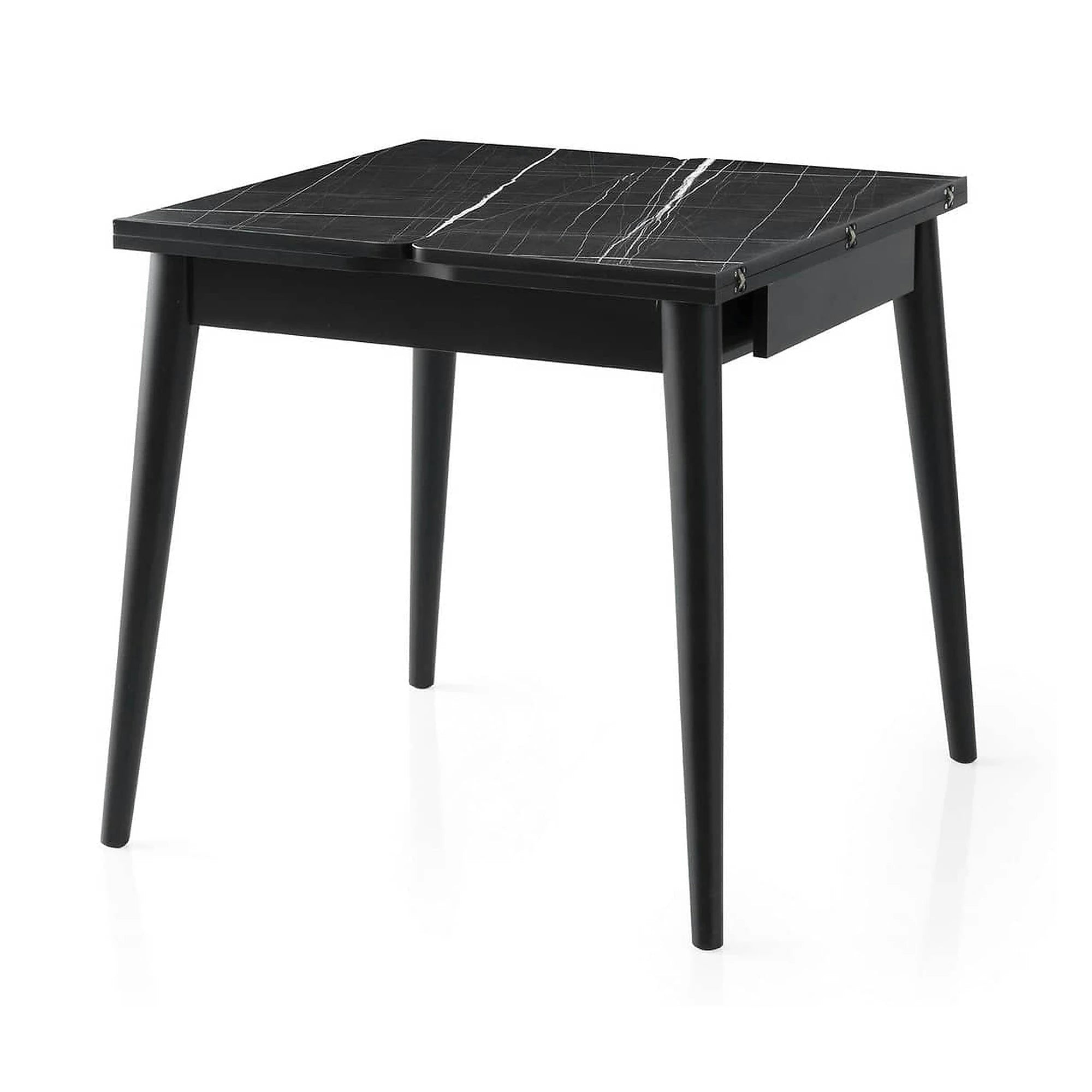 Masa extensibila TOTEM 3041, negru cu efect de marmura, PAL melaminat, 80/160x80x75 cm