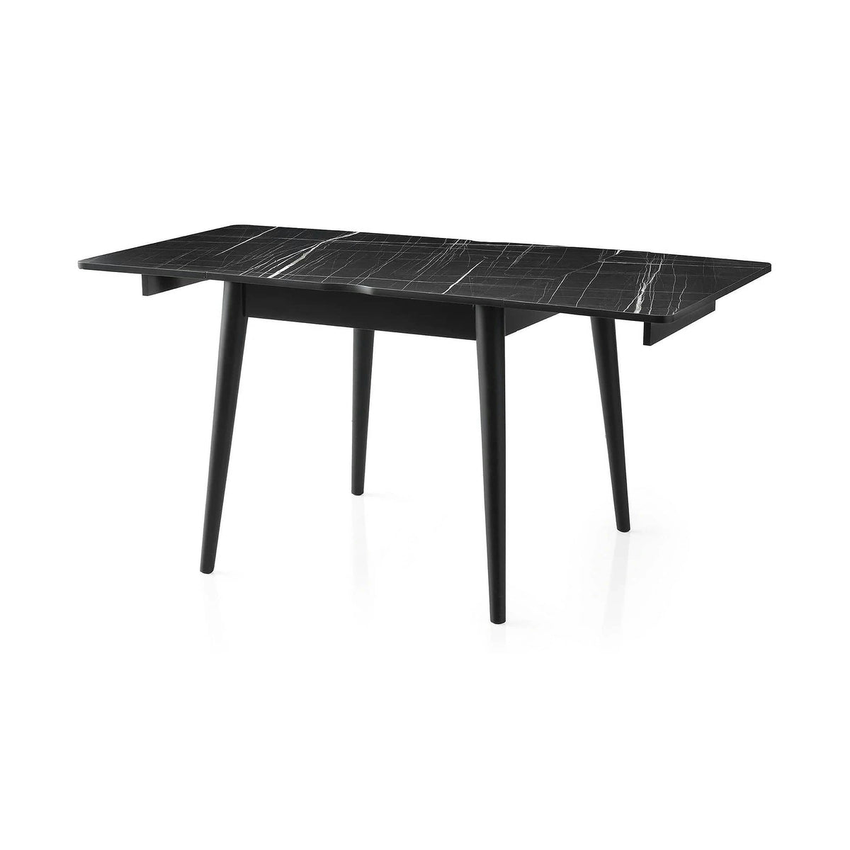 Masa extensibila TOTEM 3041, negru cu efect de marmura, PAL melaminat, 80/160x80x75 cm