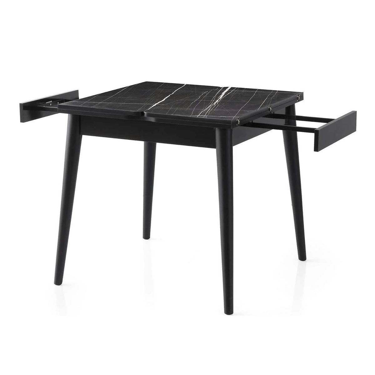 Masa extensibila TOTEM 3041, negru cu efect de marmura, PAL melaminat, 80/160x80x75 cm