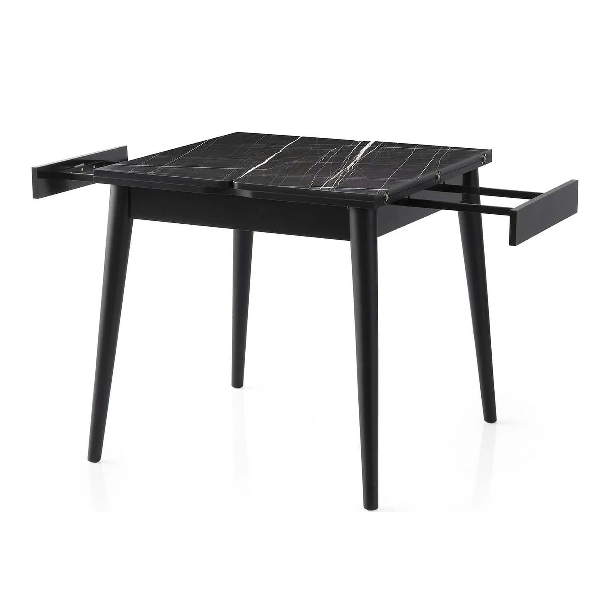 Masa extensibila TOTEM 3041, negru cu efect de marmura, PAL melaminat, 80/160x80x75 cm
