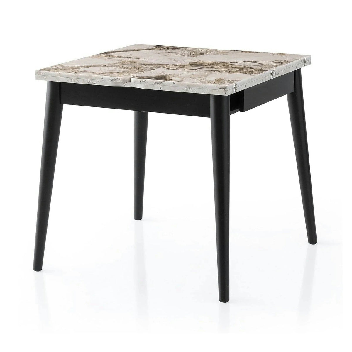 Masa extensibila TOTEM 3042, alb cu efect de marmura, PAL melaminat, 80/160x80x75 cm